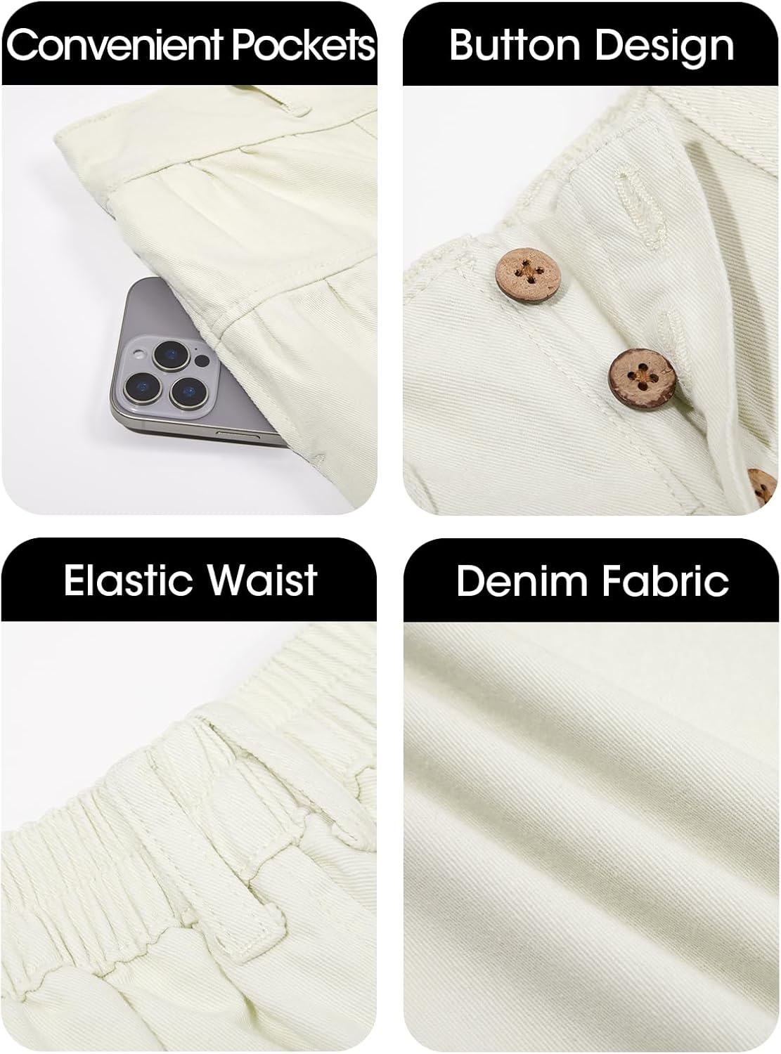 Cicy Bell Womens Wide Leg Jeans Baggy Elastic Waist Button Boyfriend Casual Denim Pants with Pockets - Image 5