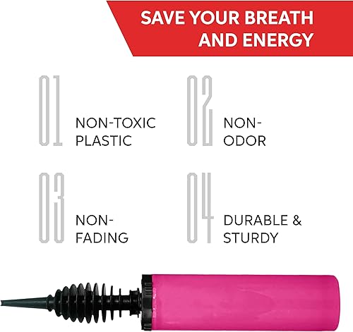 Miniatura 4 de Bomba de globos, inflador para globos, soplador de juguete, bomba de helio, bomba profesional de papel de aluminio y confeti, bomba de mano manual,