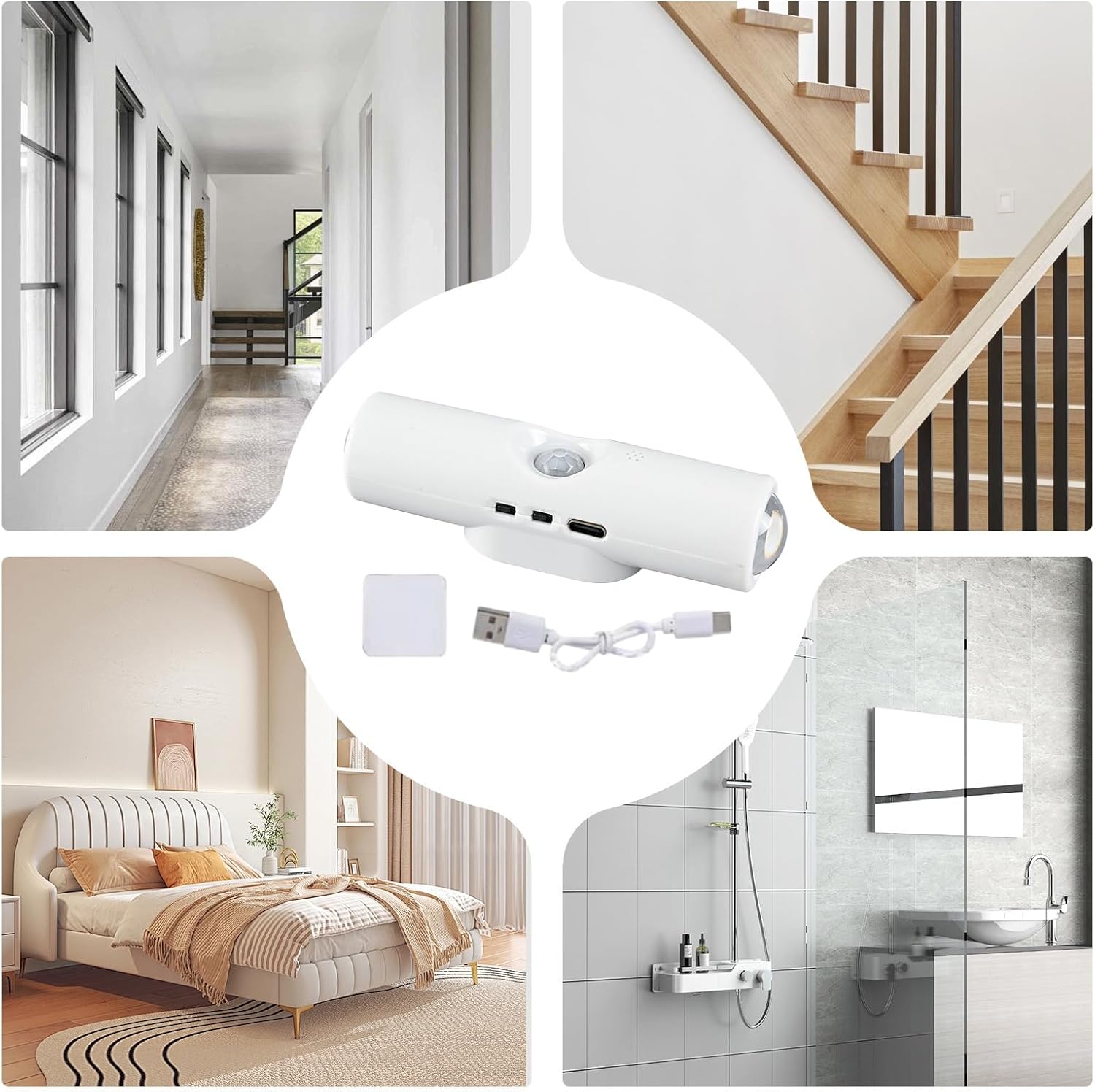 Motion Sensor Light Indoor | Portable Wall Mounted Night Light | Wireless Stick On Hallway Lamp | Portable Bright Wireless Lighting for Room Bedroom Kitchen Home Wall Indoor