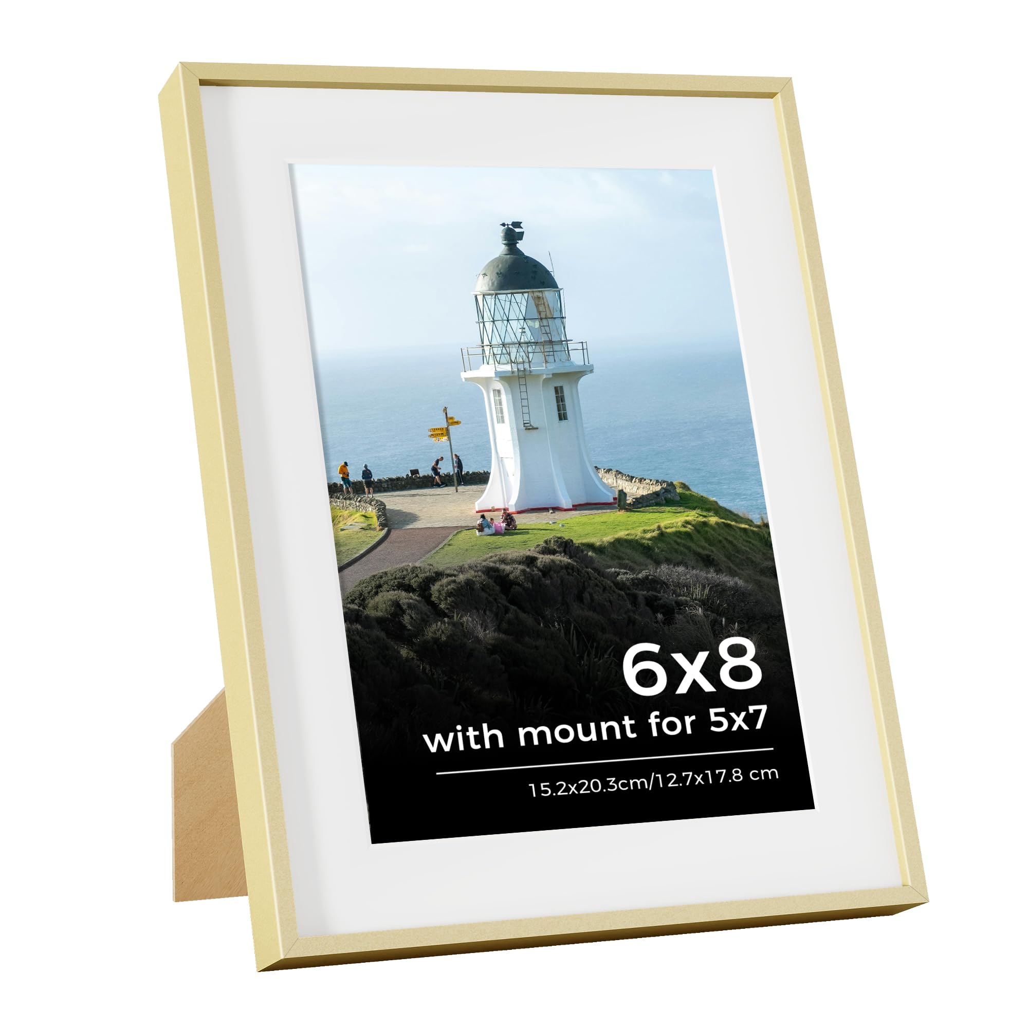 6x8 Photo Frame, 6x8 inch Picture Frames with Mount for 5x7 inch Frame, Metal Poster Frame with Plexiglass Window for Home, Gallery Wall Mount Display, Gold