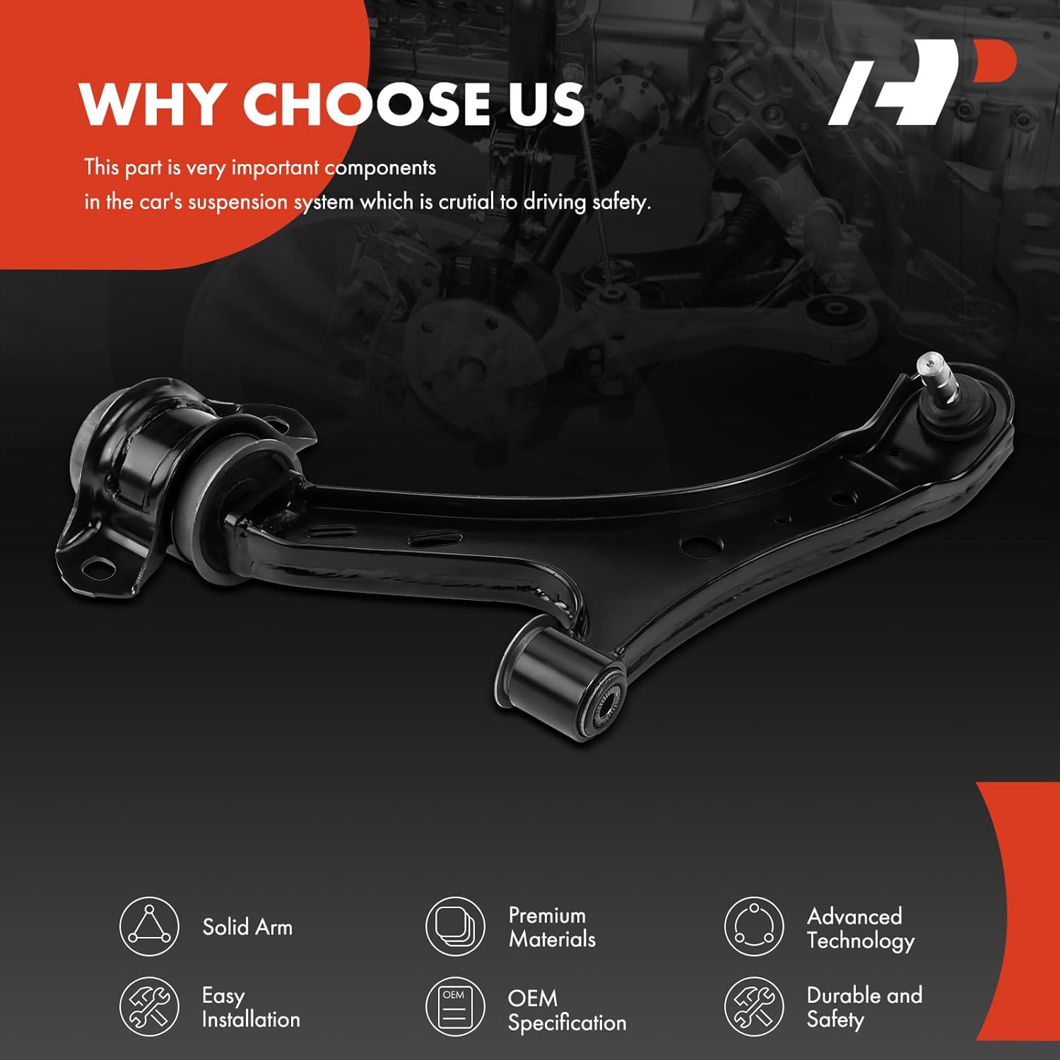 A-Premium Front Left Lower Control Arm, with Ball Joint & Bushing, Compatible with Ford Mustang 2005-2010