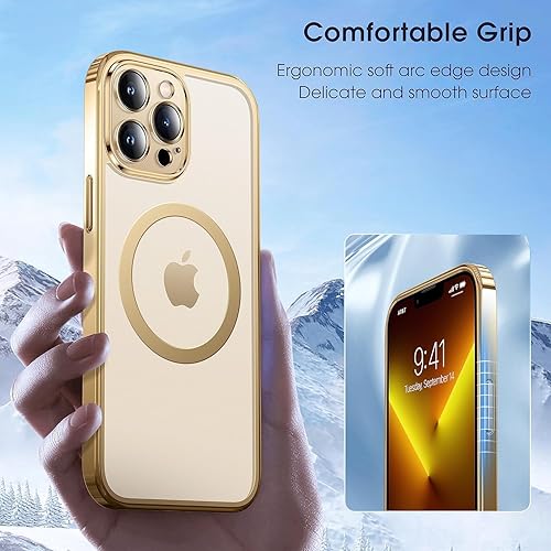 Miniatura 7 de Alphex Funda oficial de color para iPhone 13 Pro, parachoques brillante y parte trasera mate, fuerte magnético compatible con MagSafe, antihuellas,