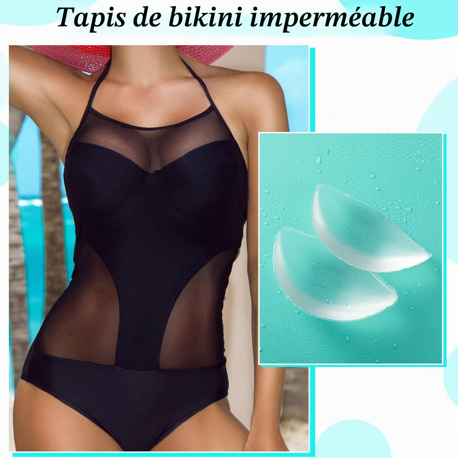 Coussinets de Soutien-Gorge Inserts de Soutien-Gorge Rehausseurs de Poitrine Silicone, Maillots de Bain Bikini