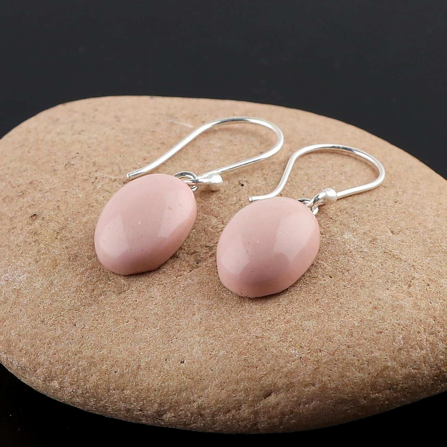 925 Sterling Silver Dainty Earrings, Natural Gemstones Wicca & Reiki Healing Crystals, Polished Stones, Handmade Boho Lightweight Jewelry, Birthday Christmas Gift for Women - Image 4