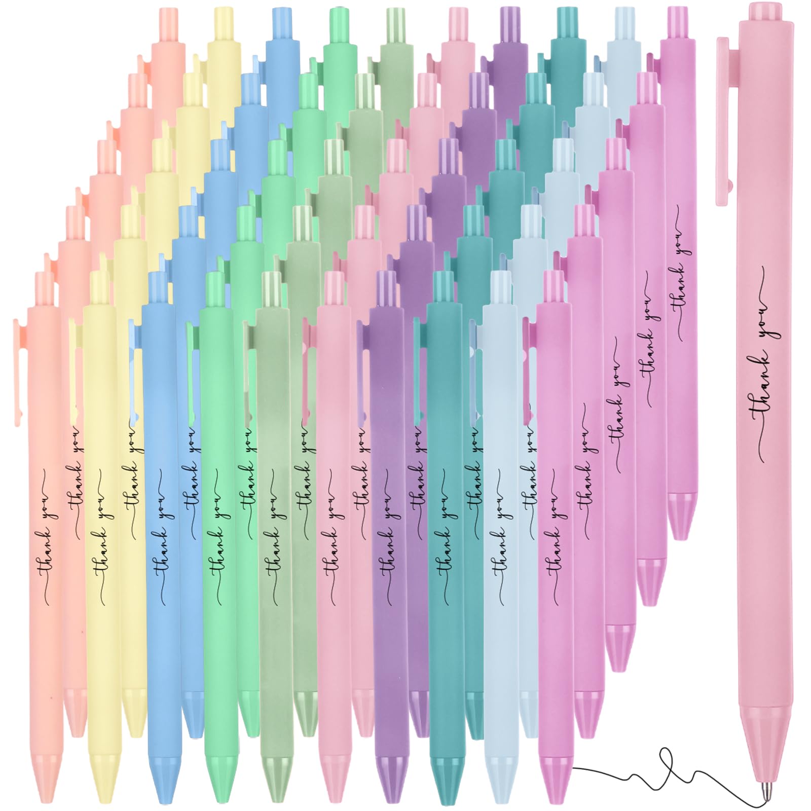 Augenstern 50 Pcs Thank You Pens Bulk Multicolor Inspirational Ballpoint Pens Thank You Gift for Men Women Employee Appreciation Gifts for Teacher Coworkers Colleagues Staff Holiday Party Favors