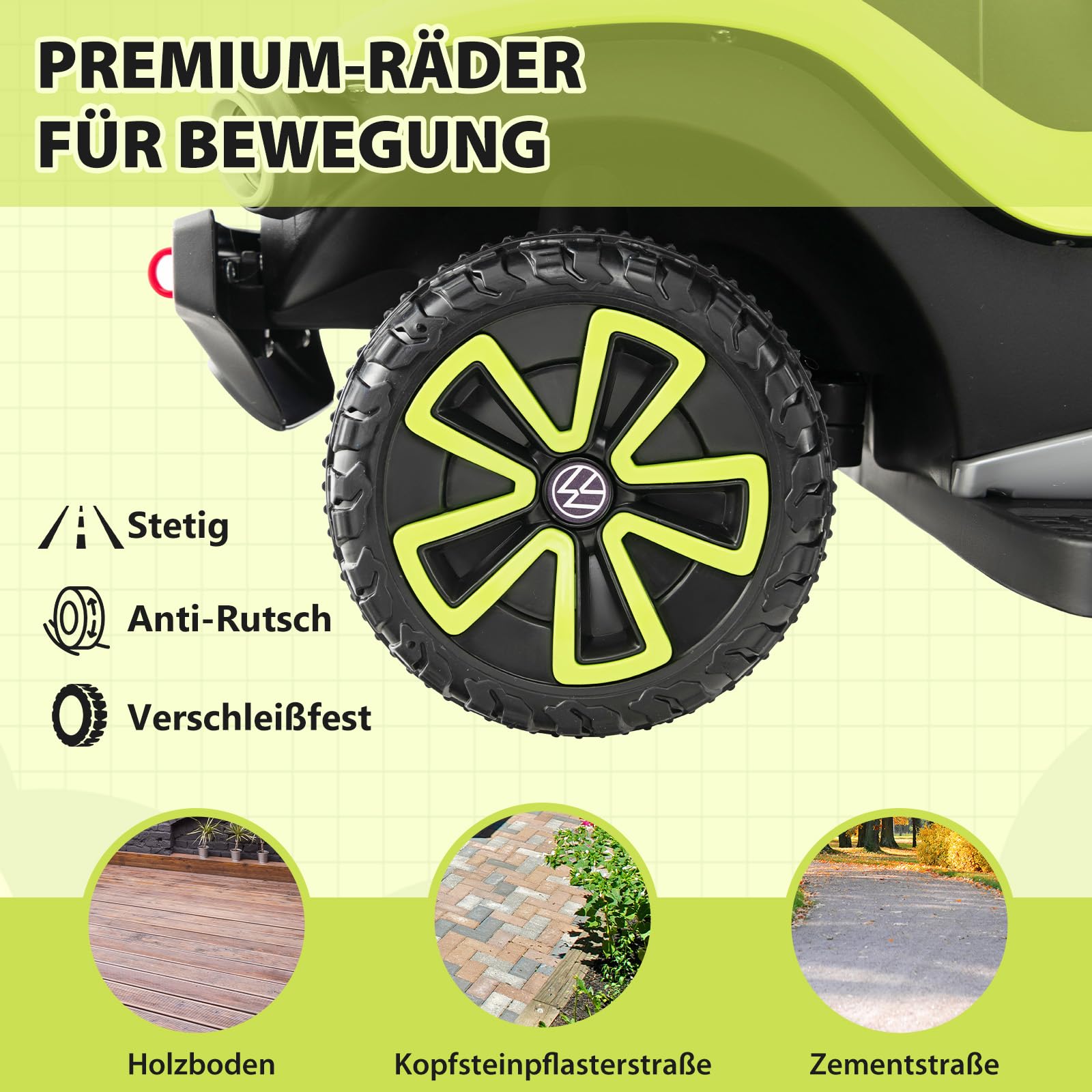 COSTWAY 3 in 1 Volkswagen Rutschauto, Schiebeauto mit verstellbarem Schiebegriff & Sonnendach, Rutschfahrzeug mit Musik & Hupe & Licht, Spielzeugauto für Kinder ab 1 Jahr