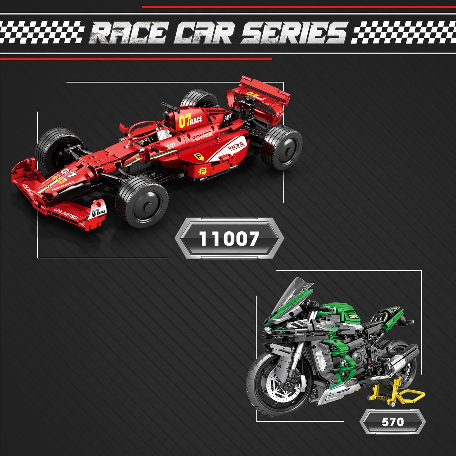 Reobrix F1 Cars Building Sets for Adults, Technical Formula 1 Model Car Kits, Cool 1:8 Scale Race Car Model Display for Home or Office Decor, Collectible Gifts for F1 Fans (928 PCS,Static Version)
