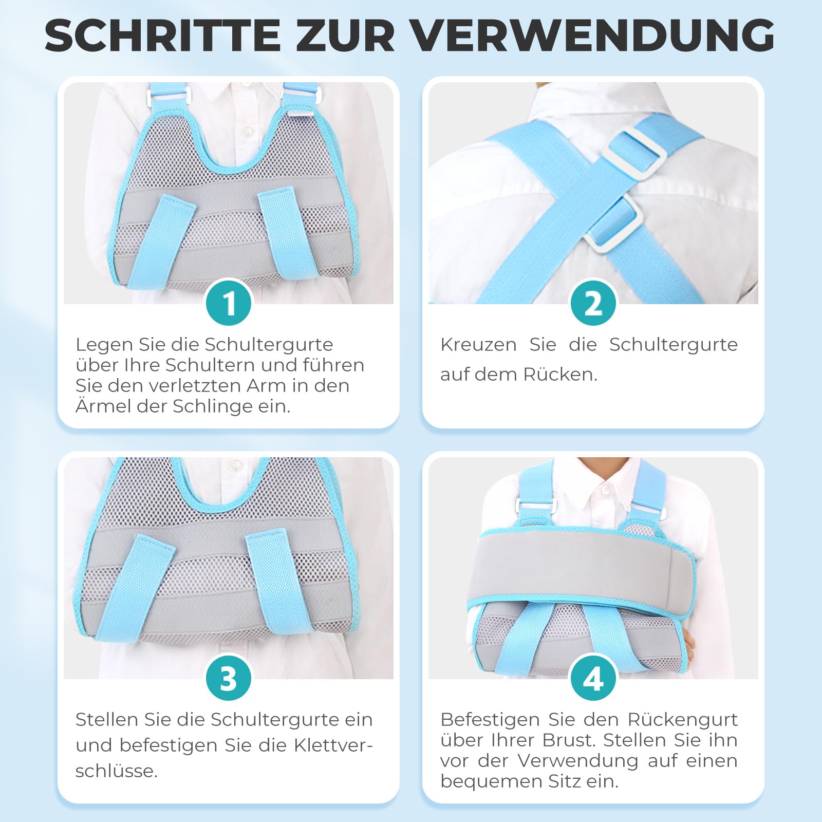 ENLUNTRA Armschlinge für Kinder,Kinder-Unterarmschlinge,Verstellbarer, atmungsaktiver Ellenbogenstützgurt,Geeignet für die Genesung nach Armfrakturen und Ellenbogen-/Schulterverletzungen.grau.XS