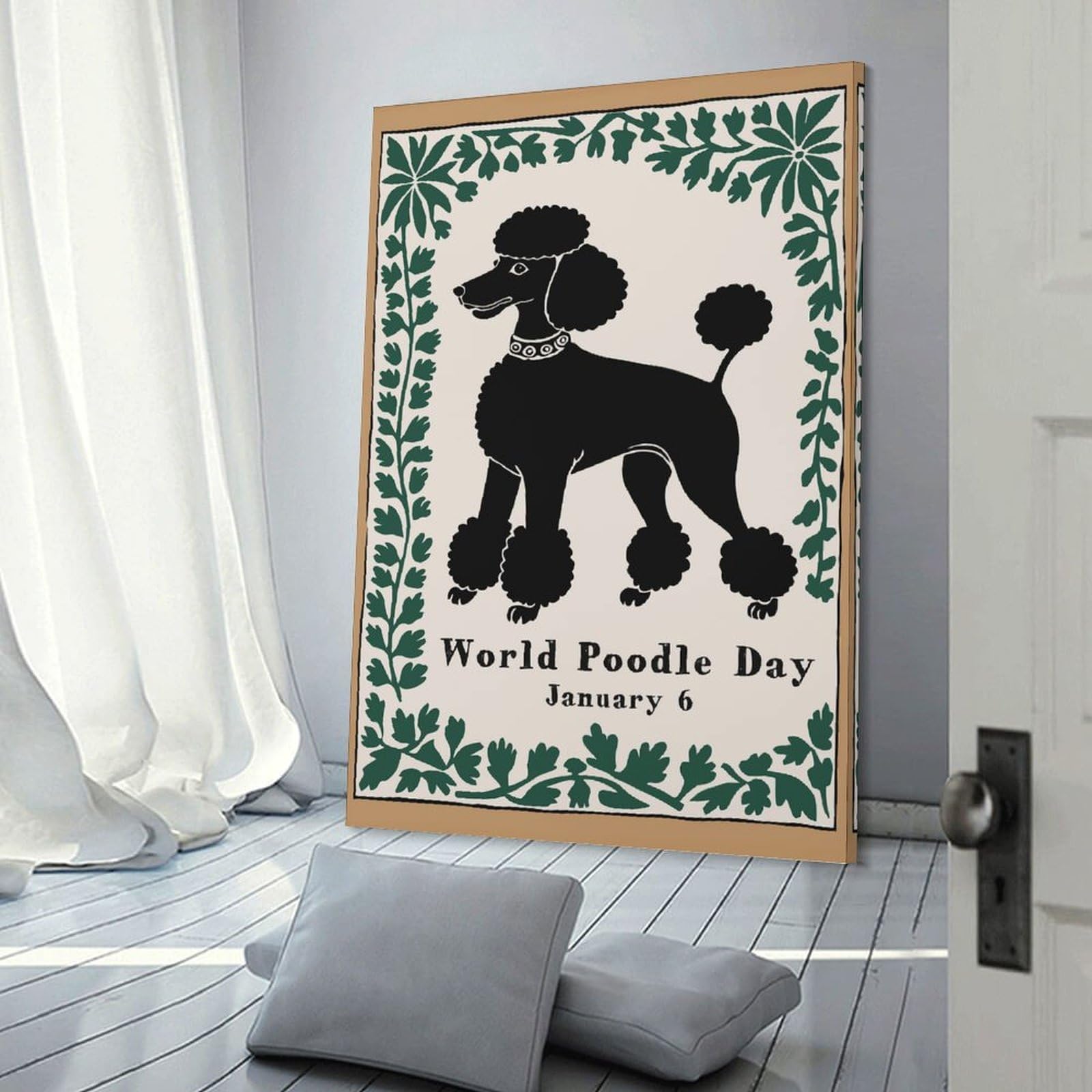 Junmoney Canvas Wall Decor World Poodle Day Art, 20x30inch(50x75cm), for Flats, Guest Rooms Or Compact Rooms, A Simple Refresh for Blank Walls