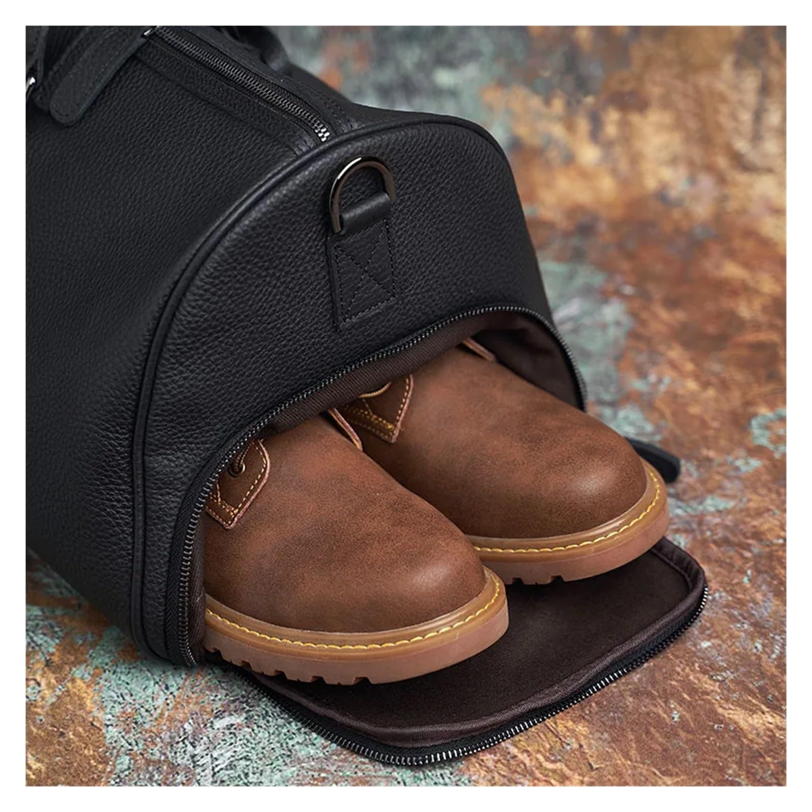 Leder-Wochenendtasche for Herren und Damen, Reisetasche, Reisegepäck, for mit Schuhfach, große aus Leder Für Reisen oder Fitness