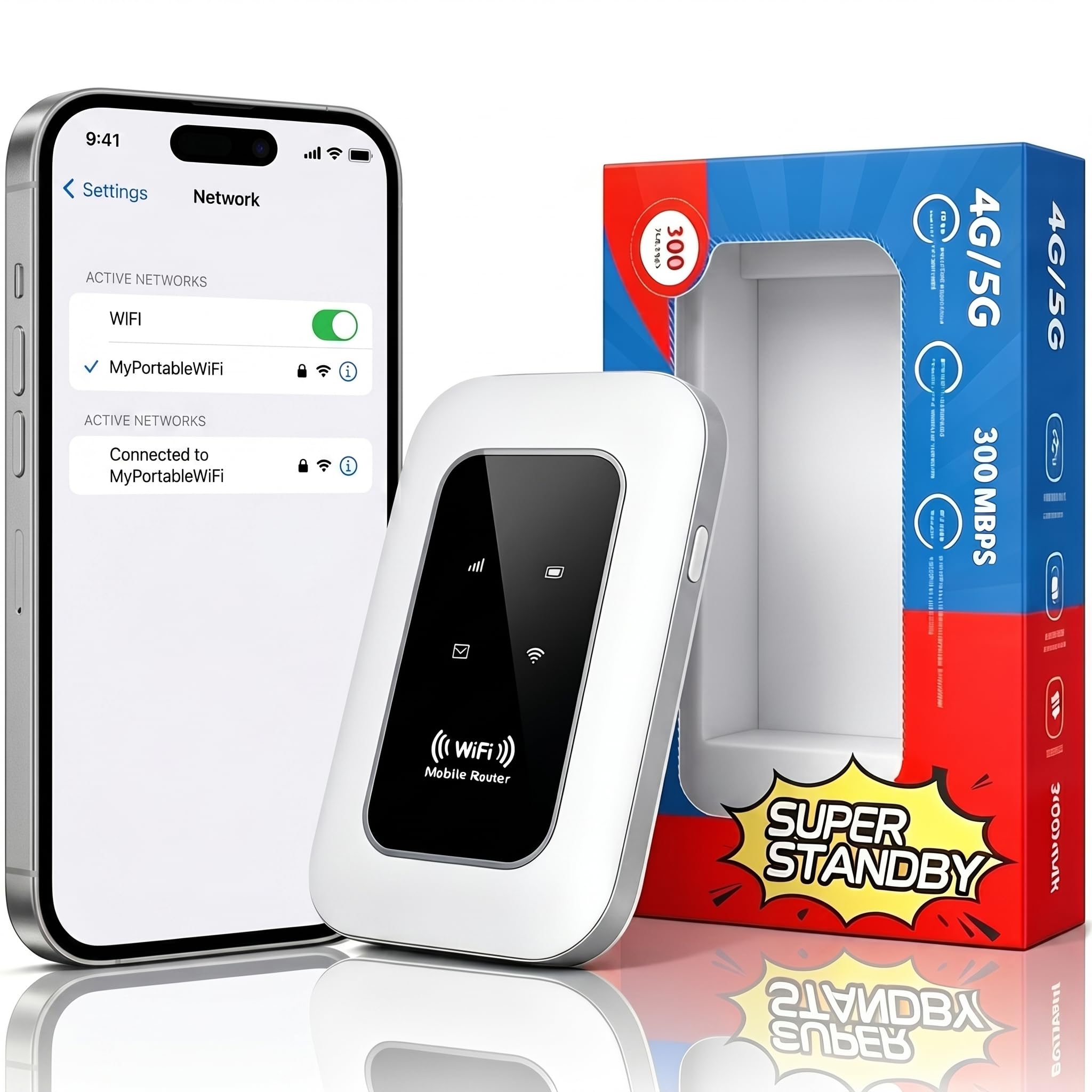 Router WiFi Portátil 5G Desbloqueado con Ranura SIM,Conexión para 10 Dispositivos,Cobertura 4G/5G,Compatible con Todos los Operadores, Sin Contrato,Ideal para Viajes y Negocios