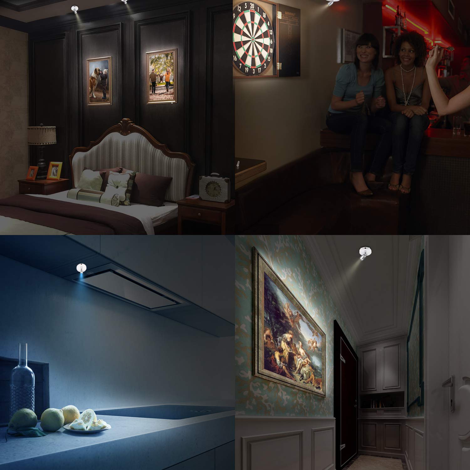 HONWELL Foco LED inalámbrico que cambia de 12 colores a batería con control remoto, luz de acento de pared con cabezal de lámpara ajustable para exhibición de armario, pintura, ilustraciones