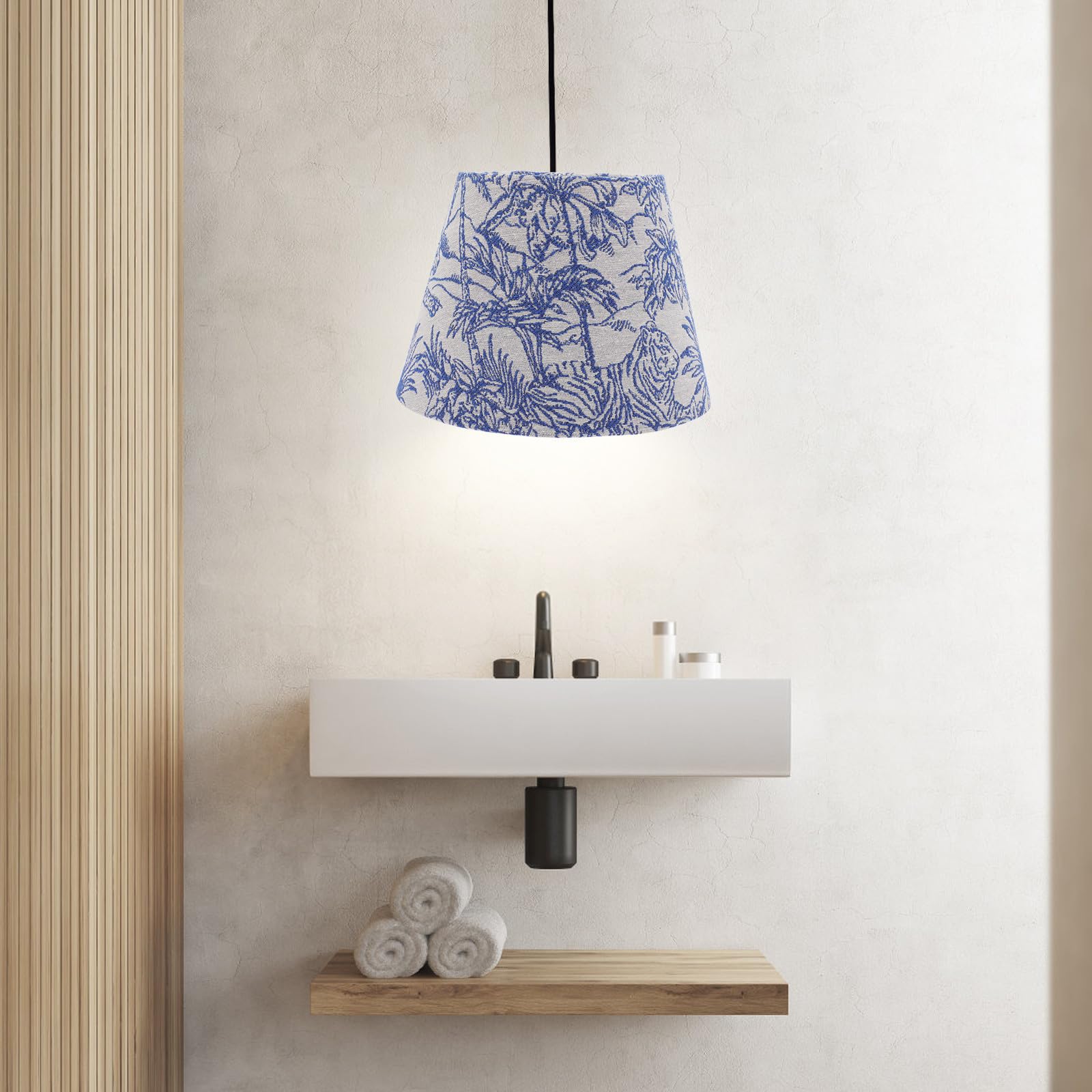 Paralume per Lampada da Terra Blu Motivo Tropicale, Struttura in Metallo Professionale, Design Semplice ed Elegante per Decorare la Casa