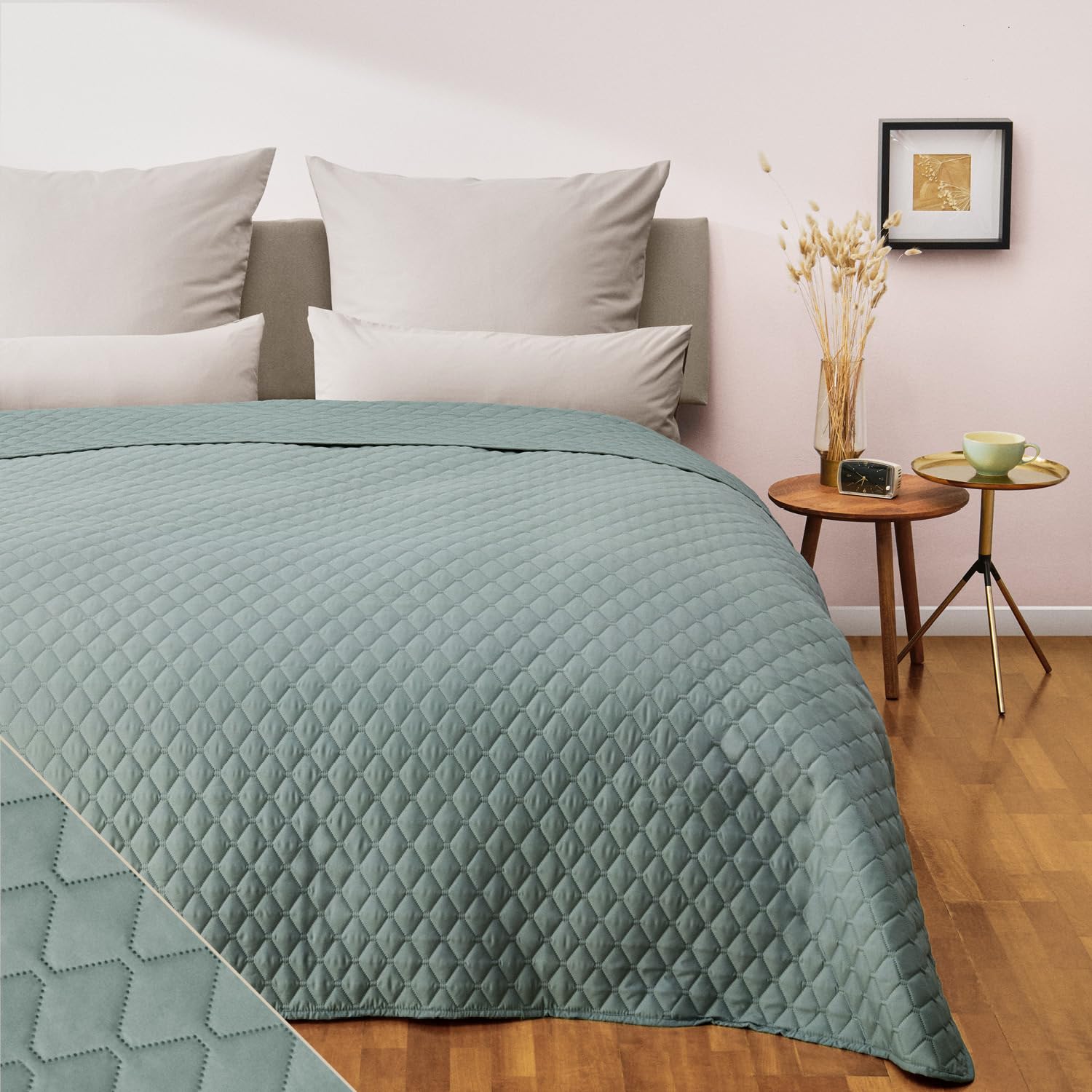 Blumtal Tagesdecke 170x210 cm – OEKO-TEX zertifizierter Bettüberwurf als Tagesdecke 90x200