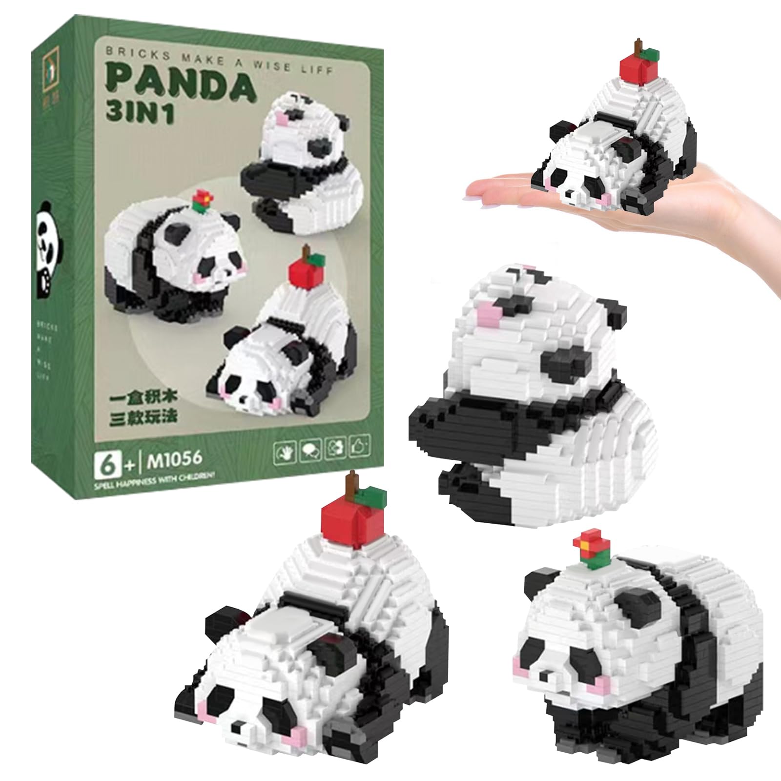 XINTANGXIA Set di Mattoncini da Costruzione 3 In 1 Panda Mini Building Blocks Set 720 Pezzi Giocattolo da Costruzione per Bambini a Partire dai 9 Anni in su e Adulti