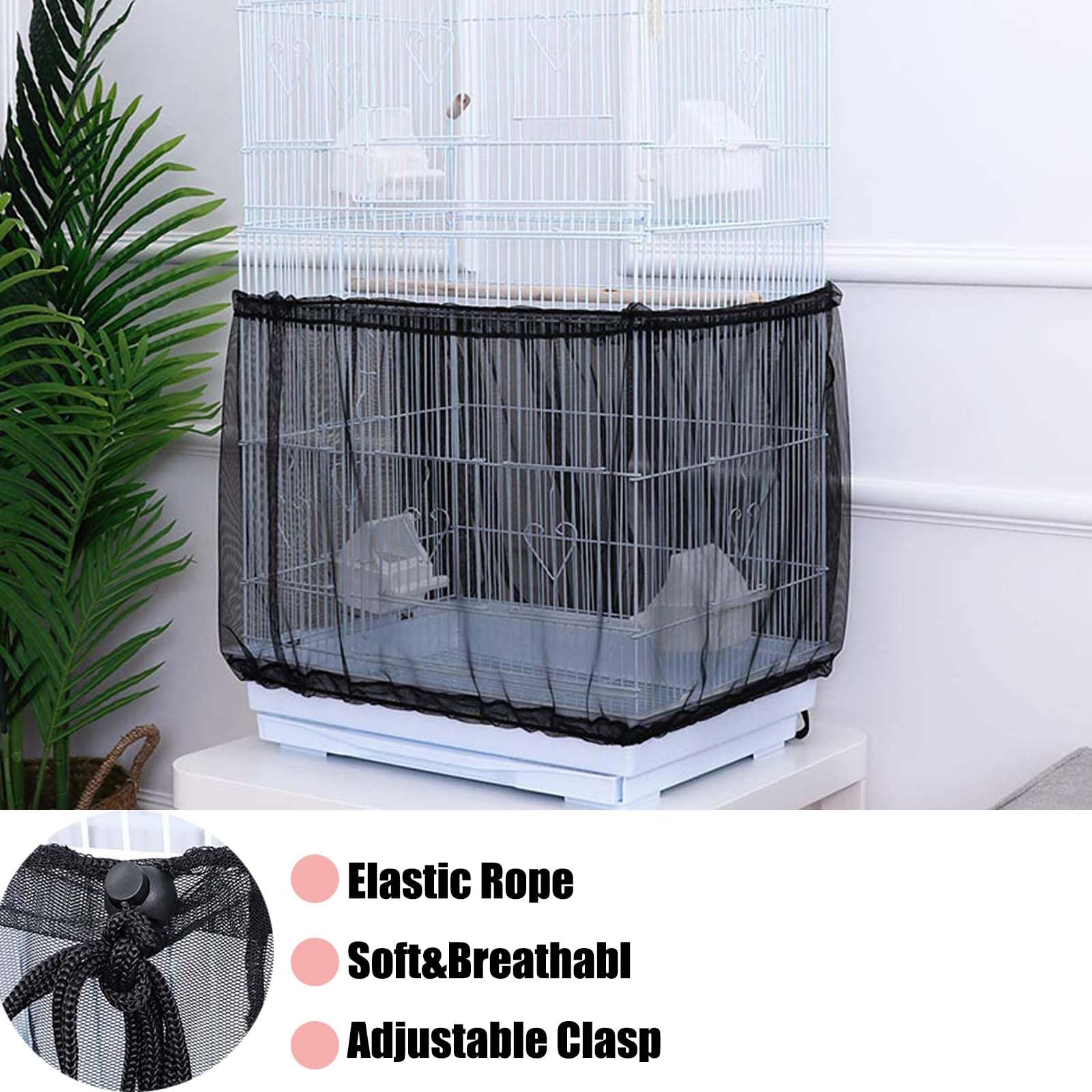 Copertura Gabbia Uccelli In Nylon Traspirante | Morbidarete Per Pappagalli | Fino A 300 Cm, Nero - Foto 3