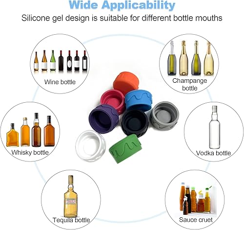 Miniatura 4 de 8 tapones de vino de silicona, tapones de vino de silicona reutilizables, tapa de botella de vino para corchos para mantener el vino fresco (8
