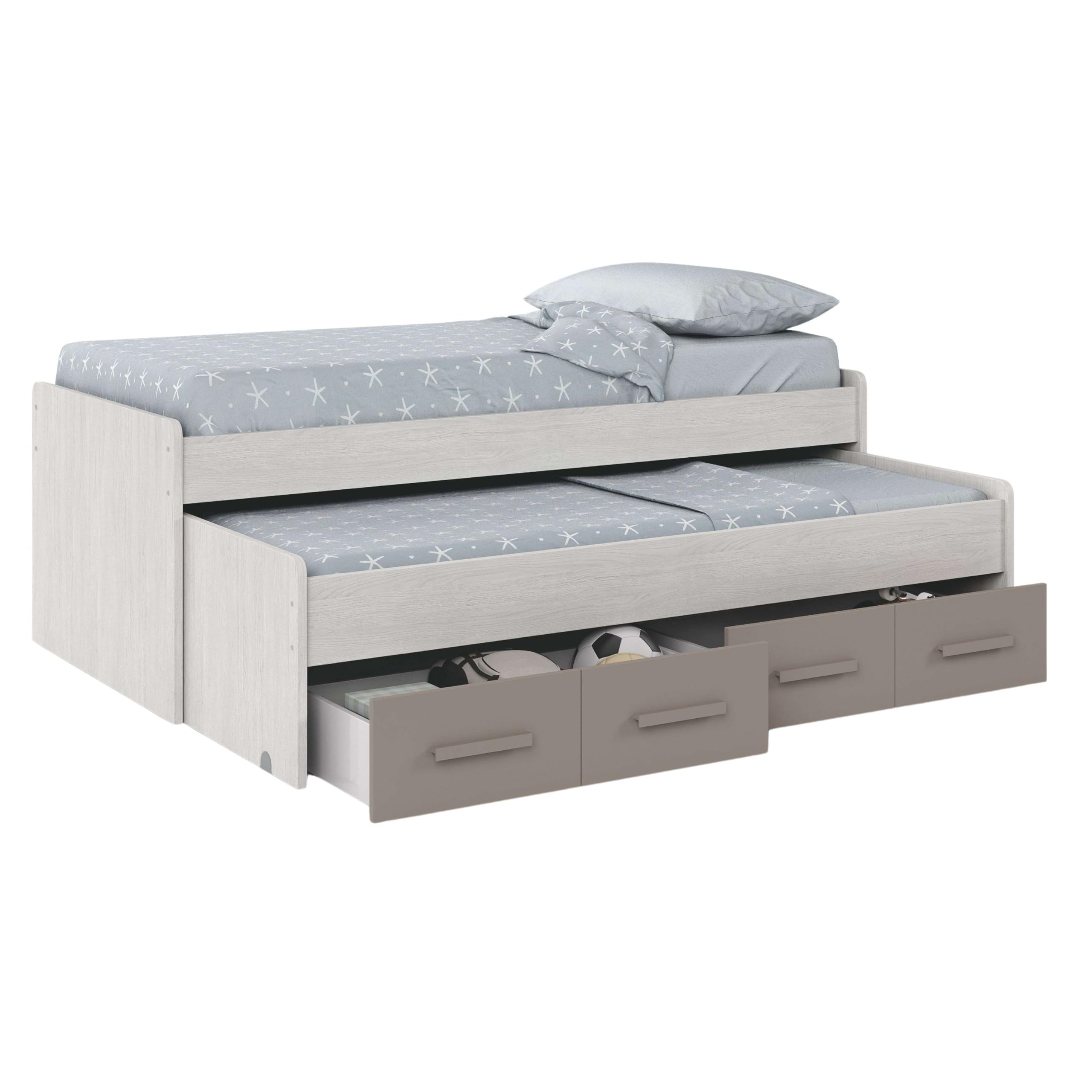 Miroytengo Pack Habitación Juvenil Infantil Completo Color Blanco Alpes Y Basalto (Cama Nido + Armario + Escritorio) con Somieres