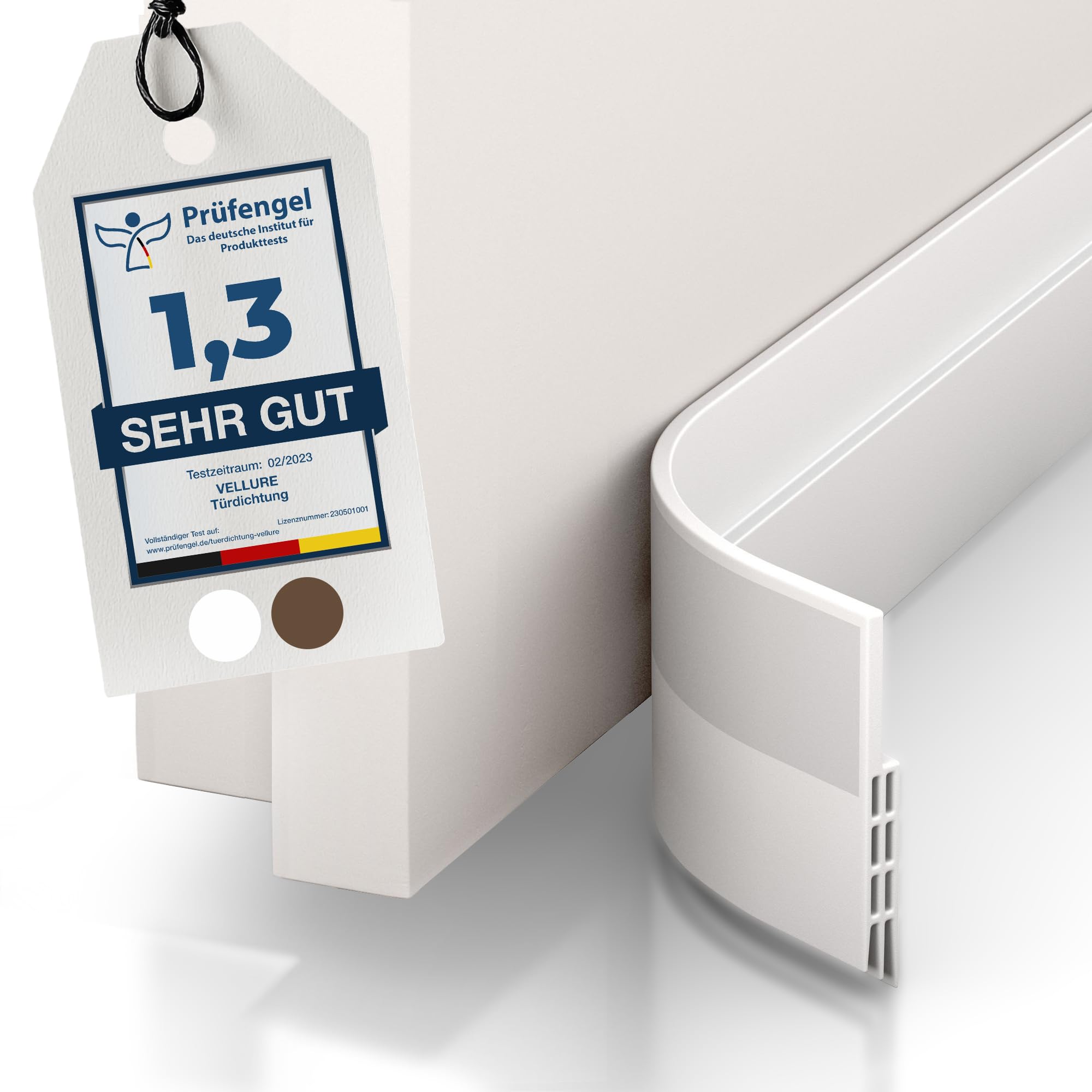 Vellure® Türdichtung Zugluftstopper für Türen- NEU Premium Türdichtung selbstklebend (Energie sparen - Schnell & einfach angebracht) Tür Zugluftstopper ideal auch als Schallschutz, Kälteschutz (weiß)