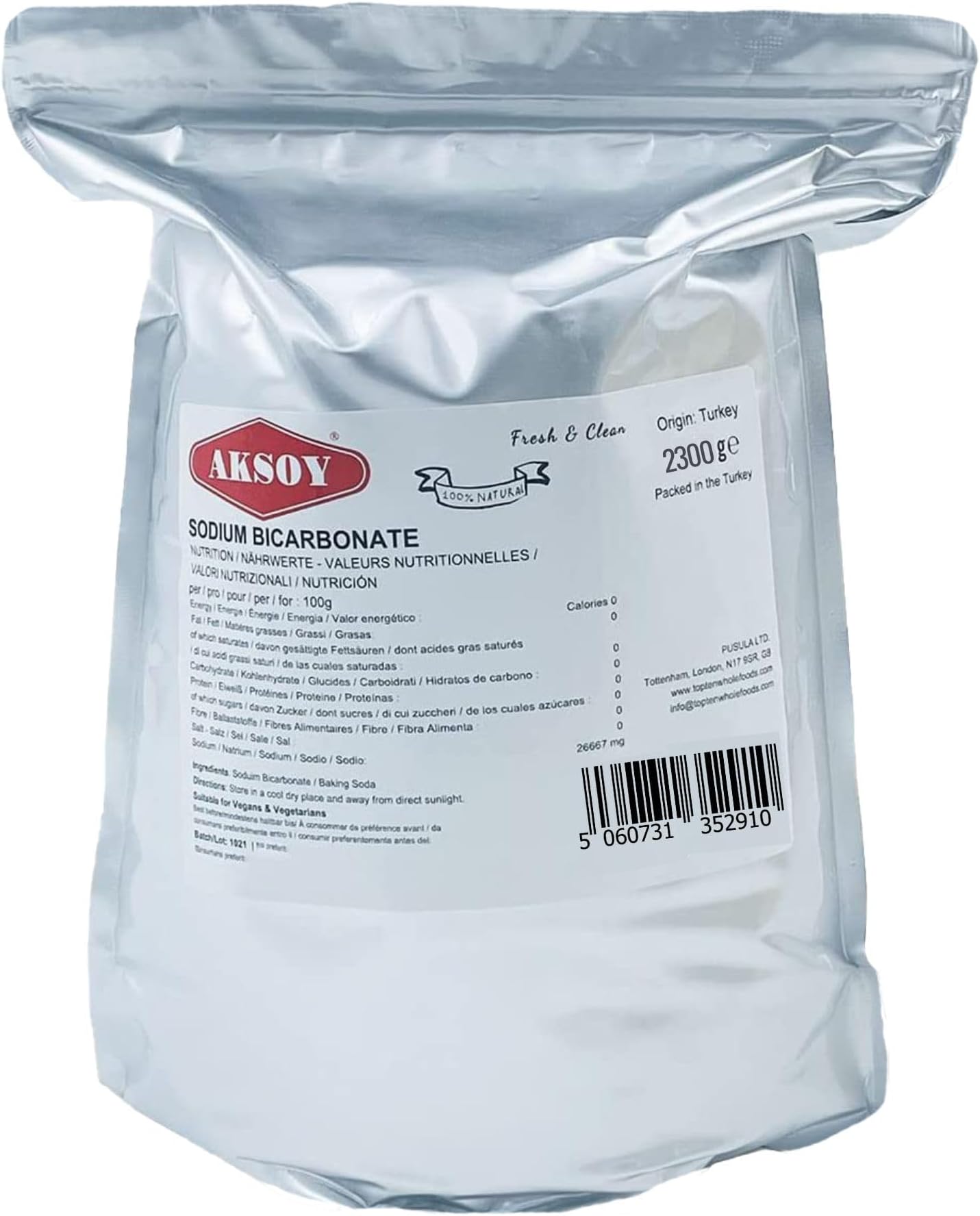 Aksoy Baking Soda 2.3KG – Pure Sodium Bicarbonate Powder, Food Grade, Natural Multi-Purpose Use for Baking, Cooking, Cleaning & Odour Removal