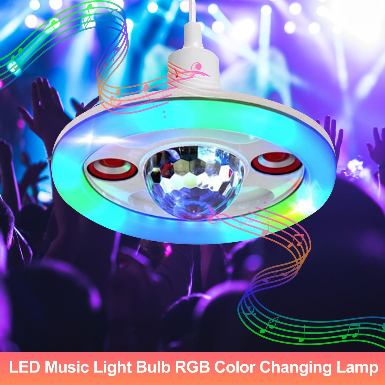 Lampadina musicale LED RGB da 36 W con altoparlante Bluetooth, attacco E27, telecomando, lampada per atmosfera che cambia colore