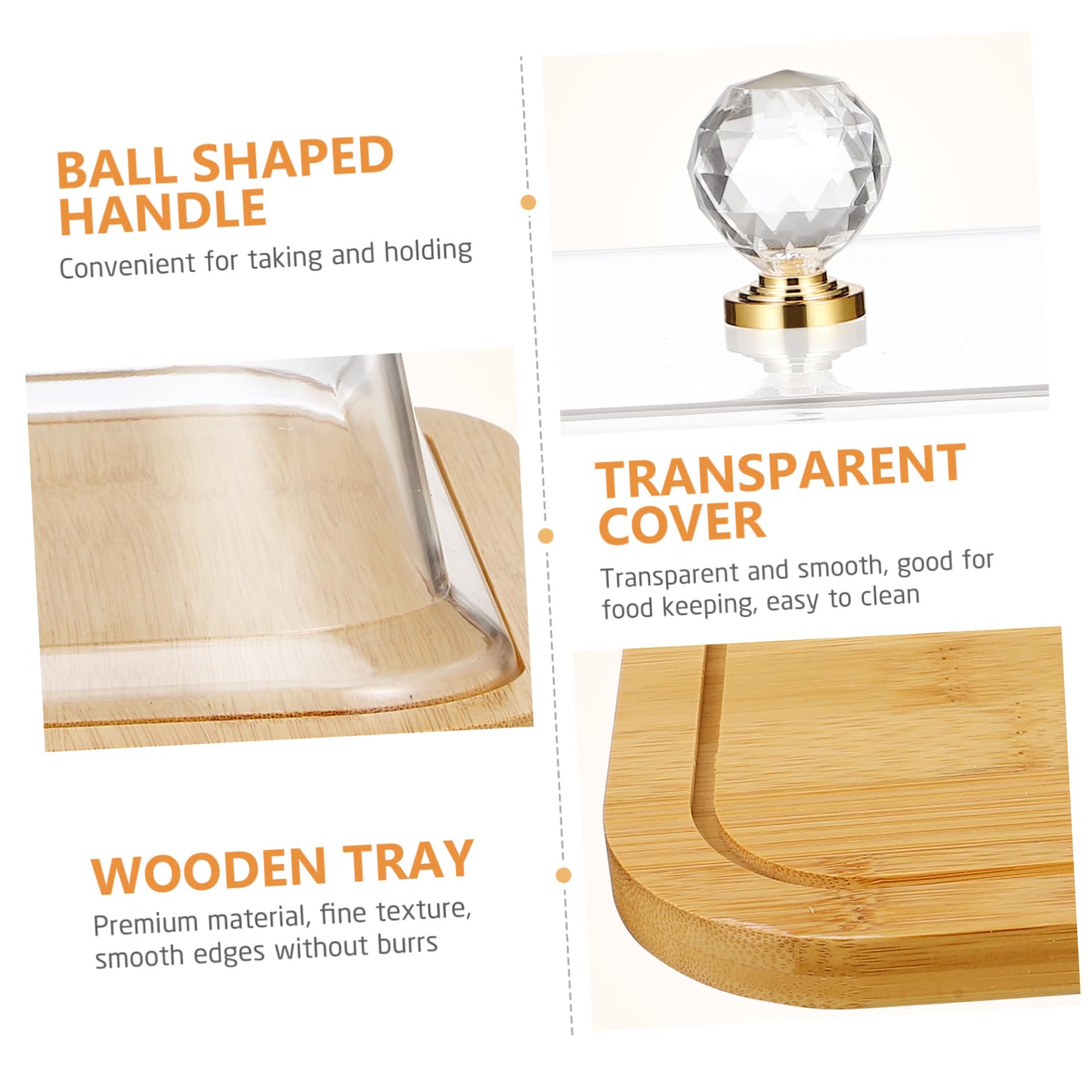 Bandeja para Bizcochos con Tapa Transparente y Base de Madera, Recipiente para Almacenar Pasteles con Diseño Simple Adecuado para Exhibición y Protección de Alimentos