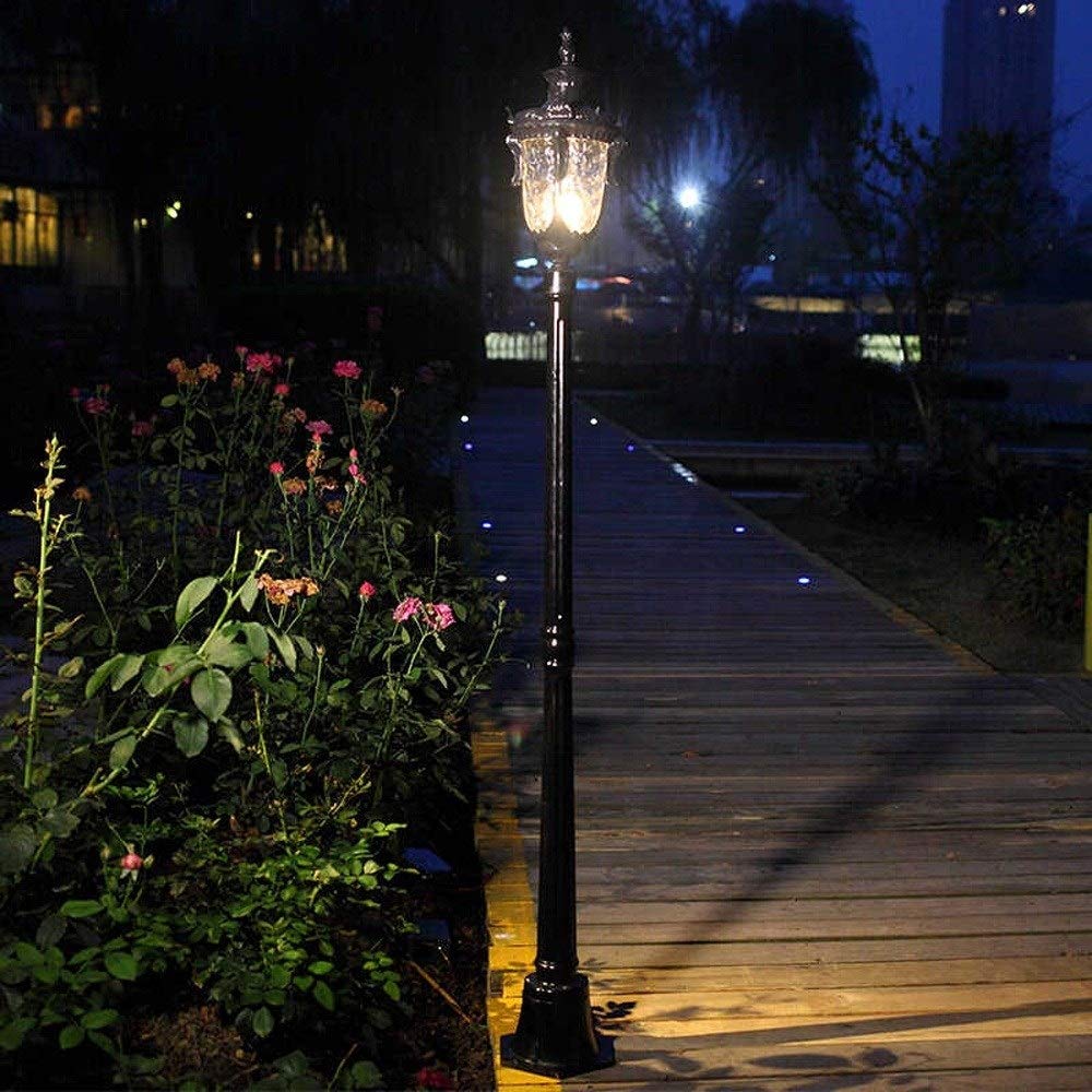 QUSYZD Lamp Post Lights Outdoor, Outdoor Lamp Traditional Black High Landscape Street Light for Pathway Garden Glass Lawn Floor Lamp 1.8M Single Pole Pillar Post Light E27 Deco,