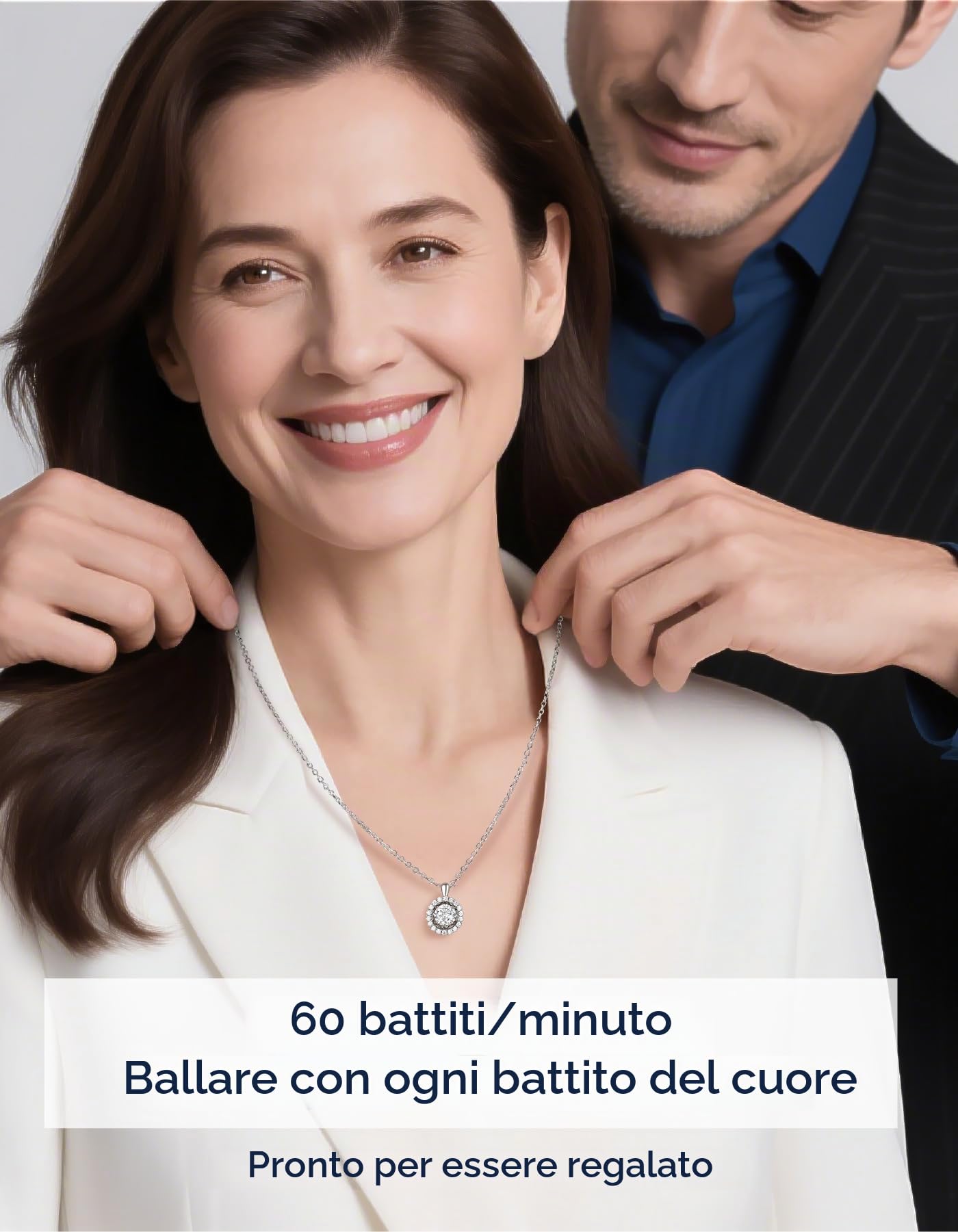 MomentWish Moissanite Collana Donna, 1 Carato Punto Luce Sparkling Dancing Collana Argento 925 Ciondolo Gioielli Regalo per Donne Fidanzata Cuore/Halo/Trifoglio/Ferro di Cavallo
