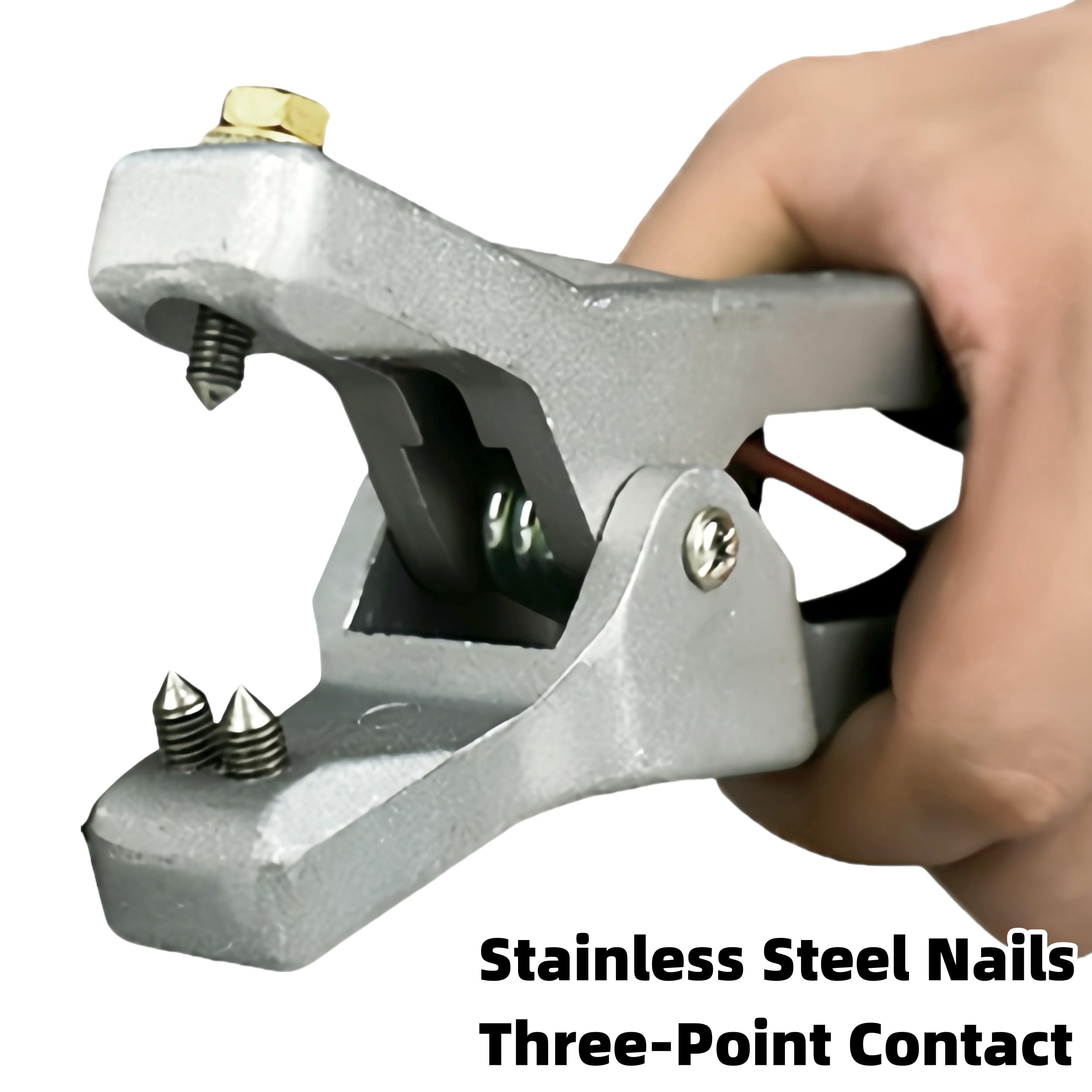 Pince de câble de terre, fil de terre spiralé de 5 m, pince de mise à la terre antistatique en alliage d'aluminium, avec 3 clous en acier inoxydable, capacité de mâchoire de 23 mm, pour