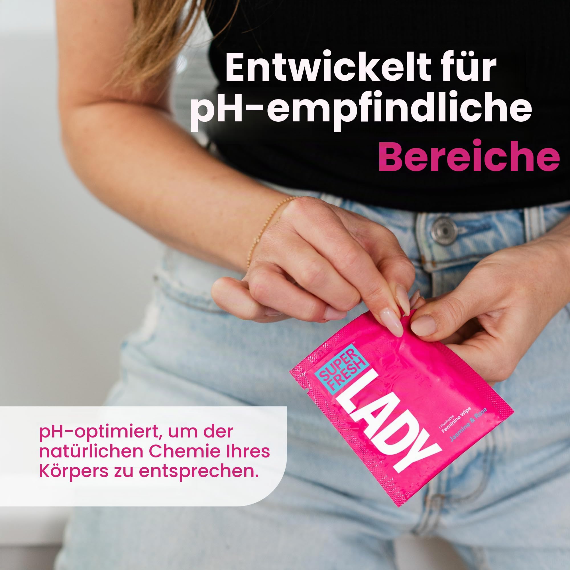 Lady Parts Feminine Tücher – spülbares Feuchttuch für Frauen – pH-optimiert für Privatpersonen, Körper, Hintern und Gesicht – gut für Reisen und Intimbereiche – bleiben frisch und sauber – 20 Tücher