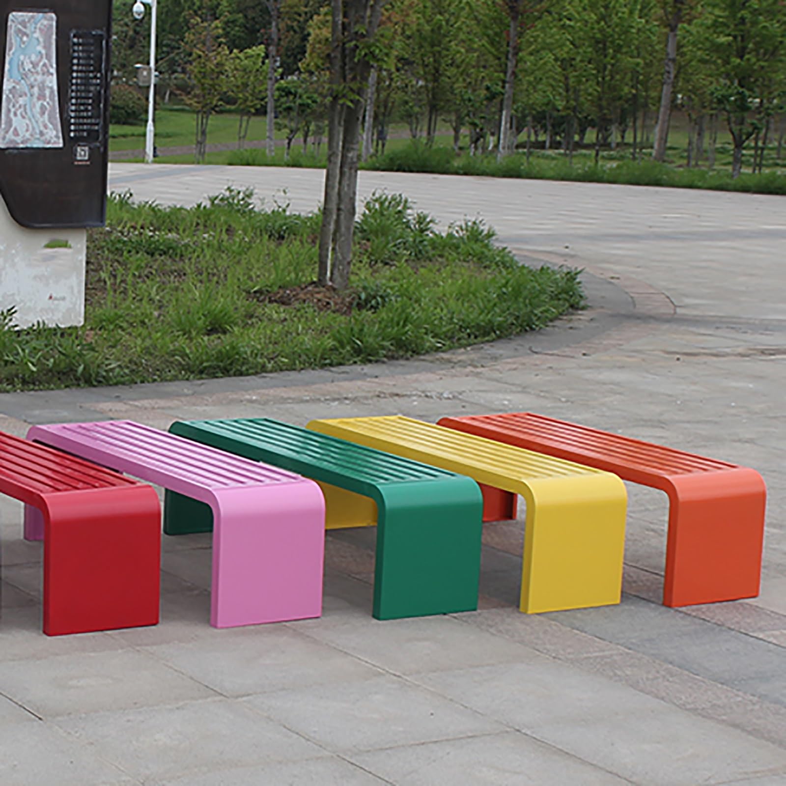 Banco de jardín de metal rojo para exteriores, muebles de patio pequeños para patio, porche y parque, asiento elegante y duradero para jardines y patios