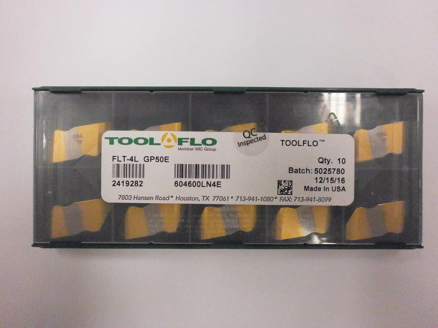 10pc) ToolFlo FLT 4L GP50 Top Notch Coated Carbide Inserts 60° V Threading NT 4L