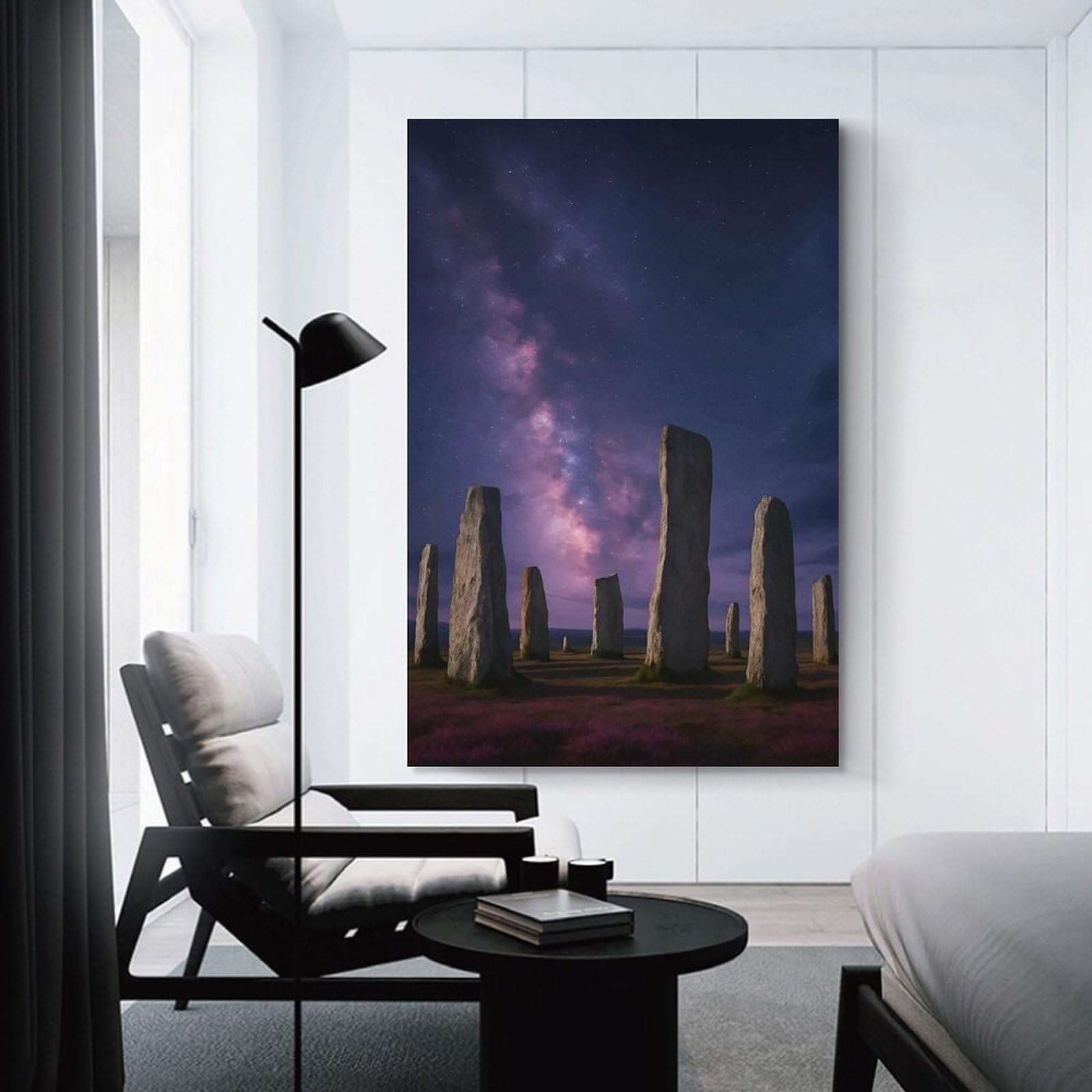 Junmoney Callanish Stones Under Milky Way Canvas Wall Decor, 20x30inch(50x75cm), for Office, Study Or Home Workspace, Wall Art That Adds Style to Work Areas