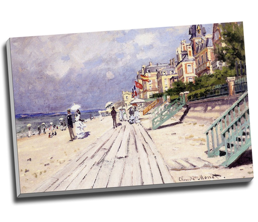 Panther Print Brown Beach At Trouville By Claude Monet Canvas Print Wall Art Picture Canvas Prints Large A1 30 X 20 Inches (76.2Cm X 50.8Cm)