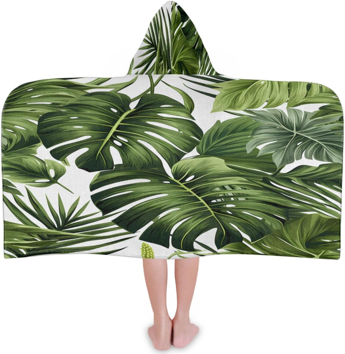 Kids Bath Towel Palm Leaf Beach Towel with Hood Pool Cover Up for Girls Boys Soft Absorbent Hooded Bath Towel Toddler Towels for Beach, Pool