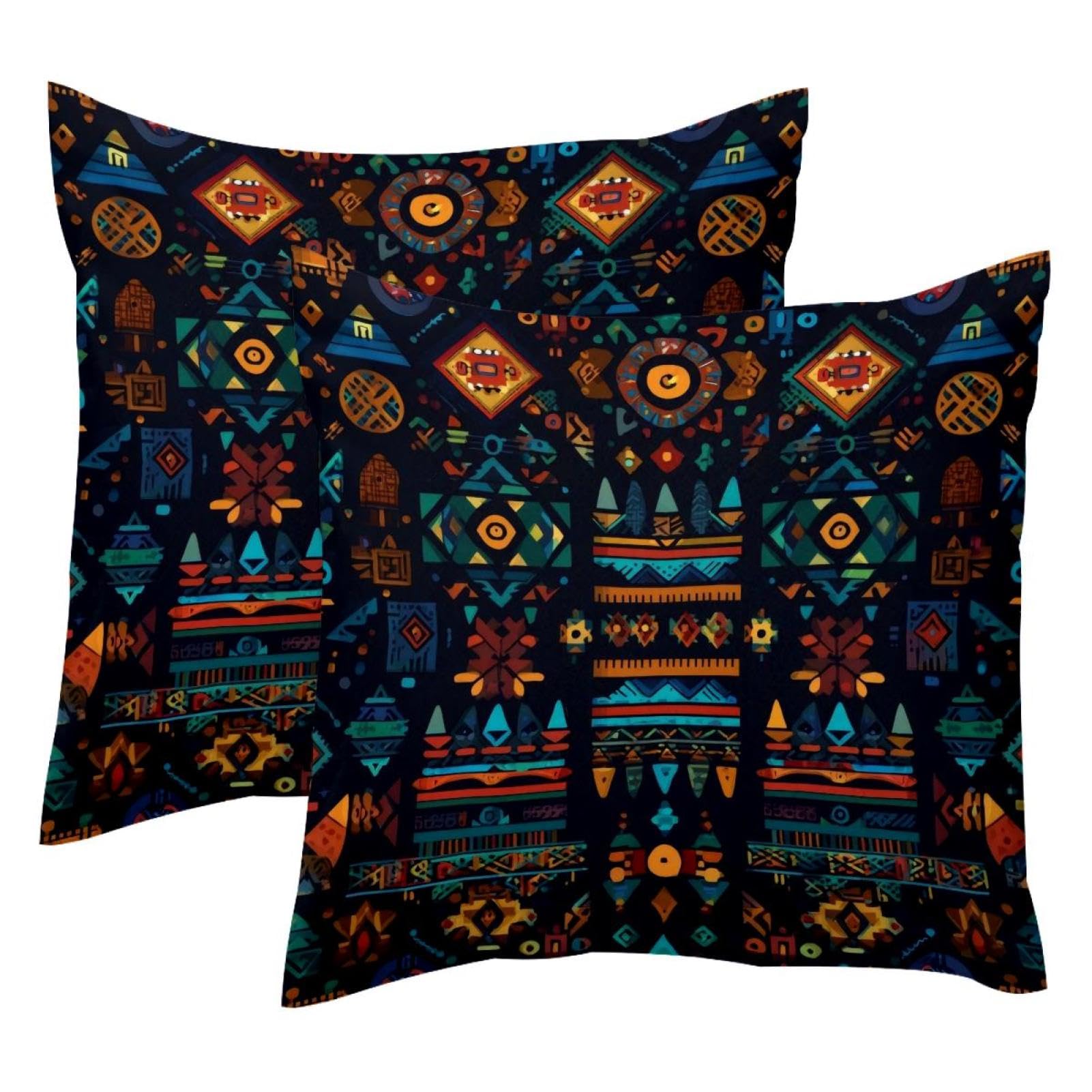 Housse de coussin ethnique en velours doux 50x50 cm motif africain