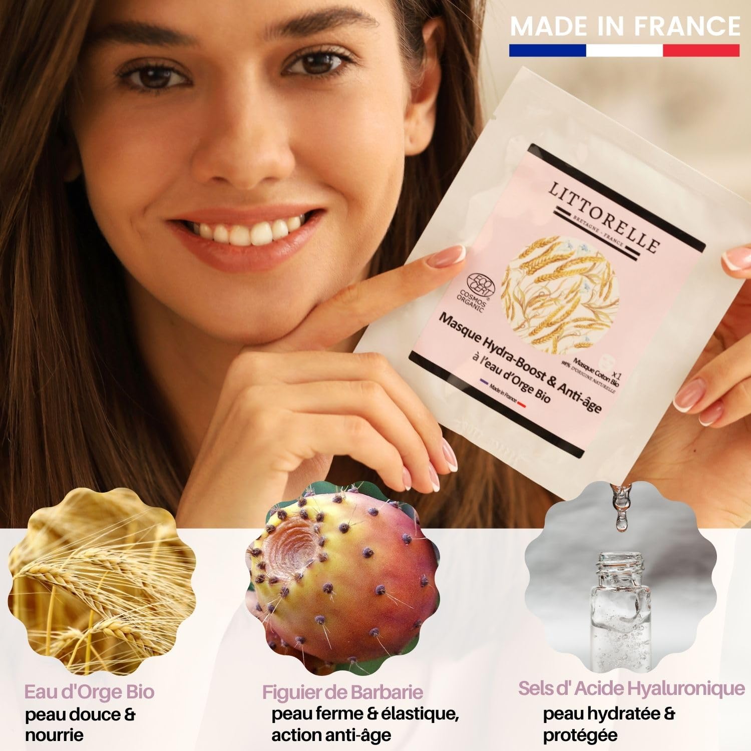 Masque Hydra-Boost Anti-âge Certifié Bio COSMOS ORGANIC - Pack de 10 unités