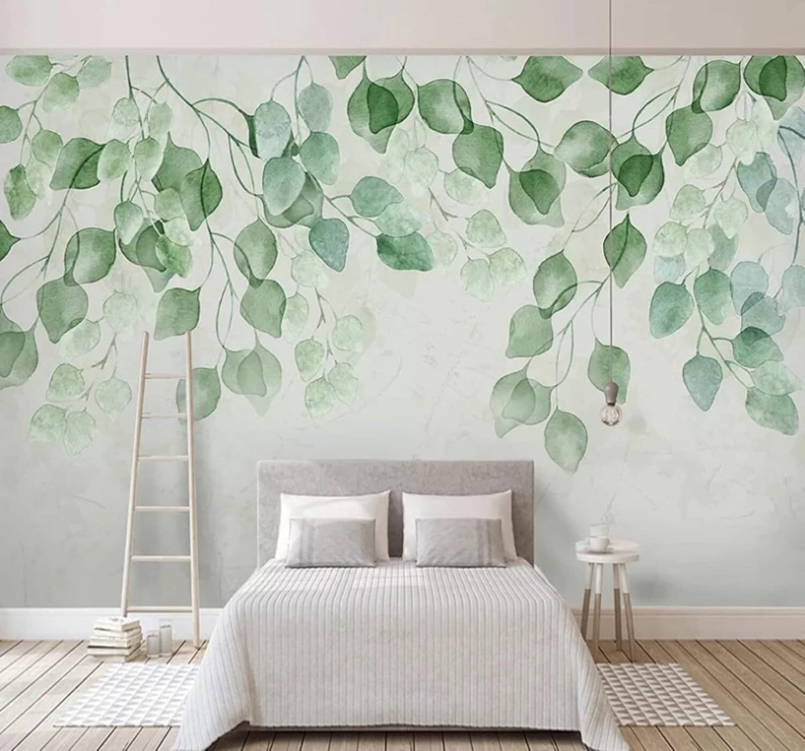 XLMING Minimalist Hand Drawn Fresh Watercolour Green Leaves 3D Wallpaper Luxury Home Dining Decor Paste Sofa Living Room The Wall for Bedroom Mural-430cm×300cm