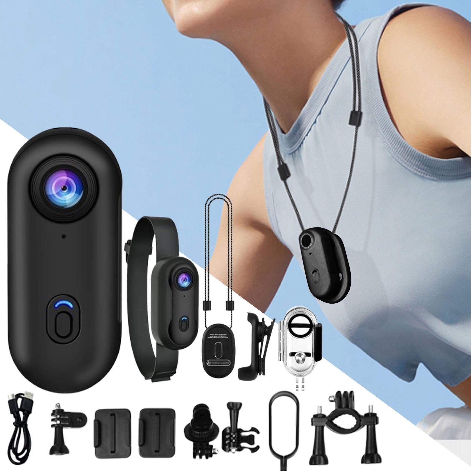 Outil Magnétique Compact Rotatif 360° pour Sports Extrêmes - Caméra Action Pouce | Caméra-Collier Portable, Moto, Vlog, Randonnée, Plongée et Activités Nautiques | Clarté Vidéo Exceptionnelle