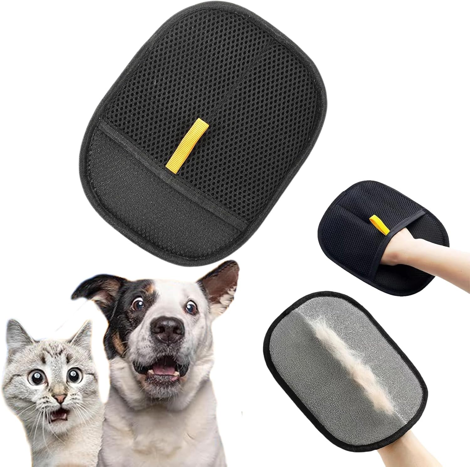 Kivori Pet Grooming Gloves, Kivori Electrostatic Gloves Pet Hair, Dual-Sided Grooming Glove for Dogs & Cats, Reusable Pet Hair Removal Glove for Furniture, Clothes & Car Seats (1 PCS)