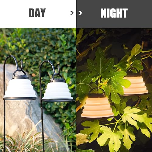 Miniatura 5 de Paquete de 2 luces plegables para campamento, funciona con pilas, linterna LED plegable, para campamento, luz blanca cálida, impermeable, lámpara