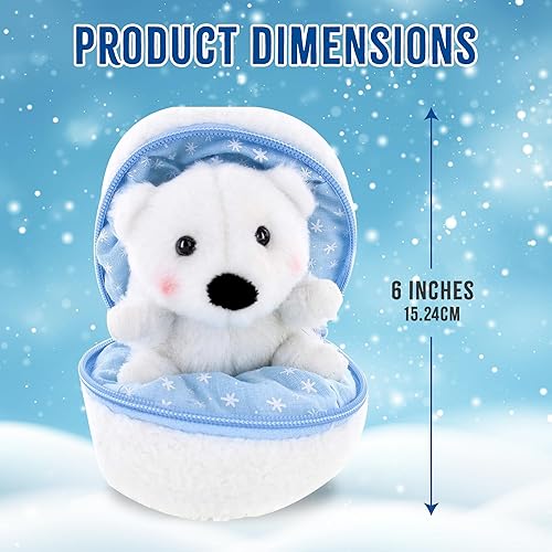 Miniatura 5 de Snowball - Animal de peluche sorpresa con cremallera, 6 pulgadas, lindo y suave, perfecto para amigos y familiares de todas las edades, Navidad,