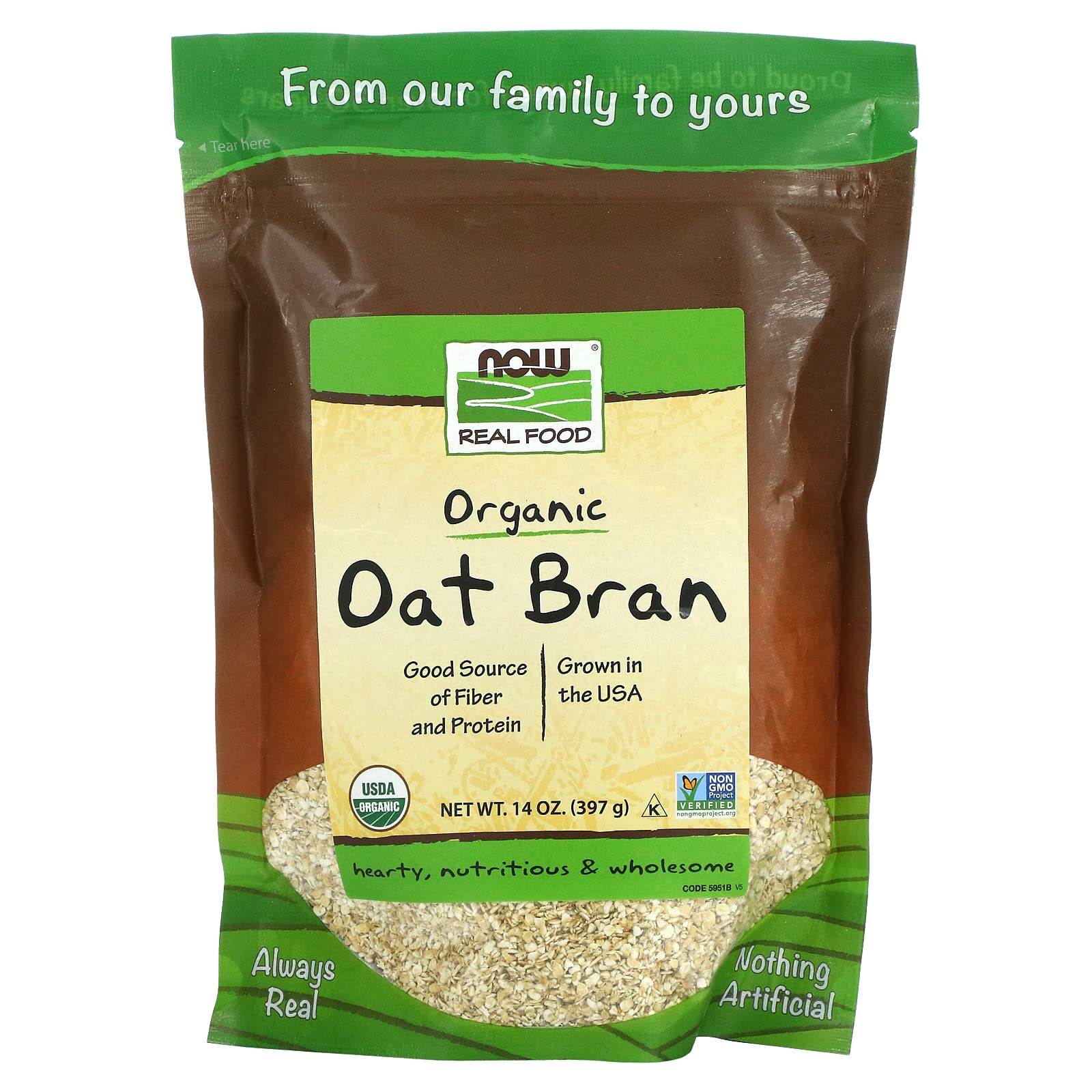 NOW Foods Natural Oat Bran - 14 oz