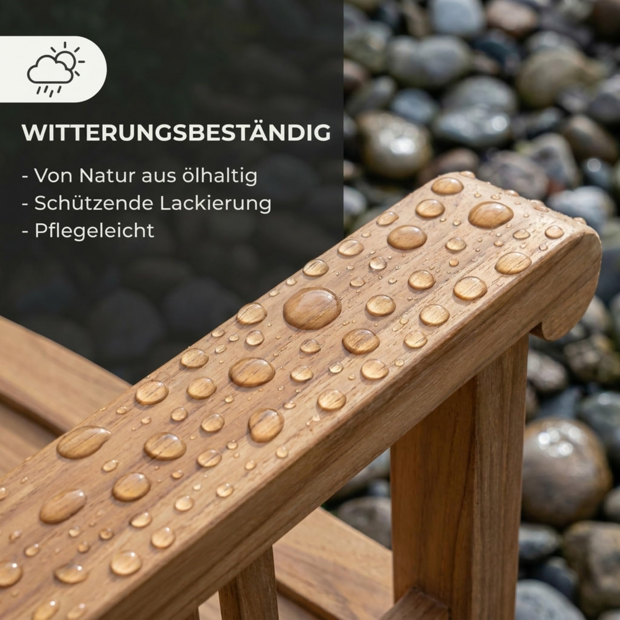 SAM Premium Gartensessel Moreno, Gartenstuhl Teakholz massiv lackiert, Armlehnstuhl mit gerundeter Lehne bis 150 kg, wetterfest für Garten Terrasse Balkon Wintergarten Outdoor, Unikat