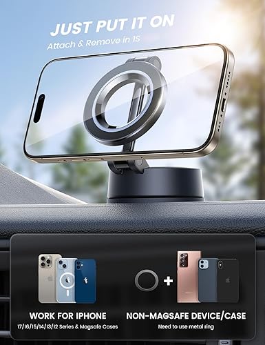 Miniatura 7 de Lamicall Soporte para automóvil Magsafe [70 libras de succión más fuerte y ultra imanes] Soportes de teléfono para tu automóvil, soporte de teléfono