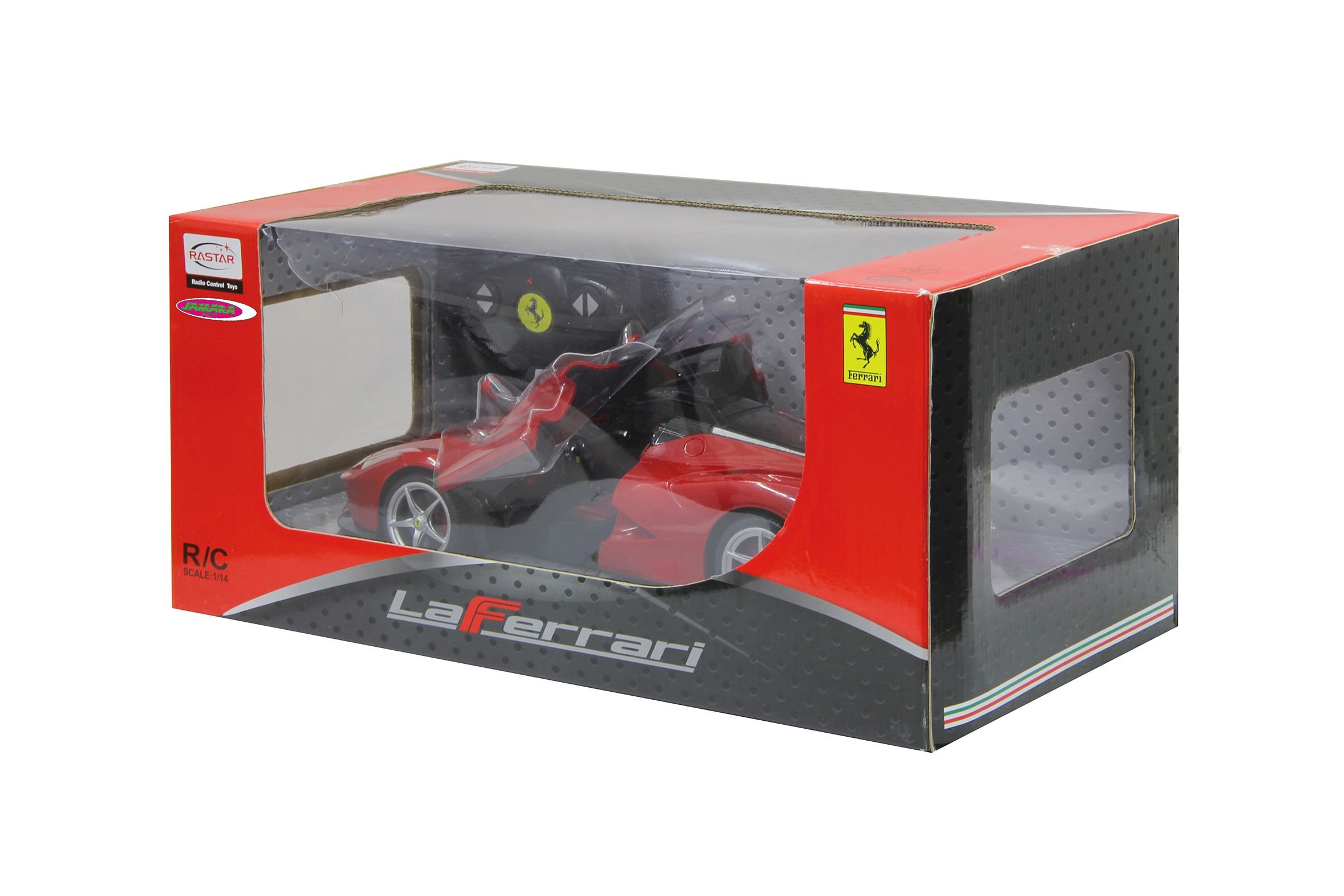 JAMARA 404130 - La Ferrari 1:14 2,4 GHz drzwi ręczne - samochód RC, oficjalnie licencjonowany, do 1 godziny czasu jazdy, ok. 11 km/h, idealnie odtworzone szczegóły, szczegółowe wnętrze, światło LED,