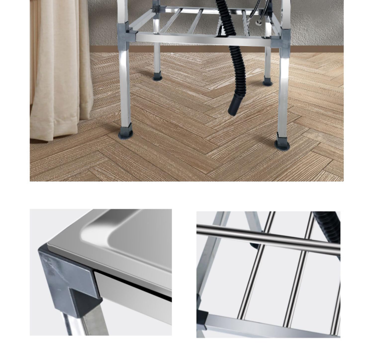 Fregadero de Acero inoxidable, fregadero de cocina, fregadero para hostelería independiente para Mesa de comedor, cocina, garaje Industrial, lavadero con grifo y desagüe (42x37x83cm)