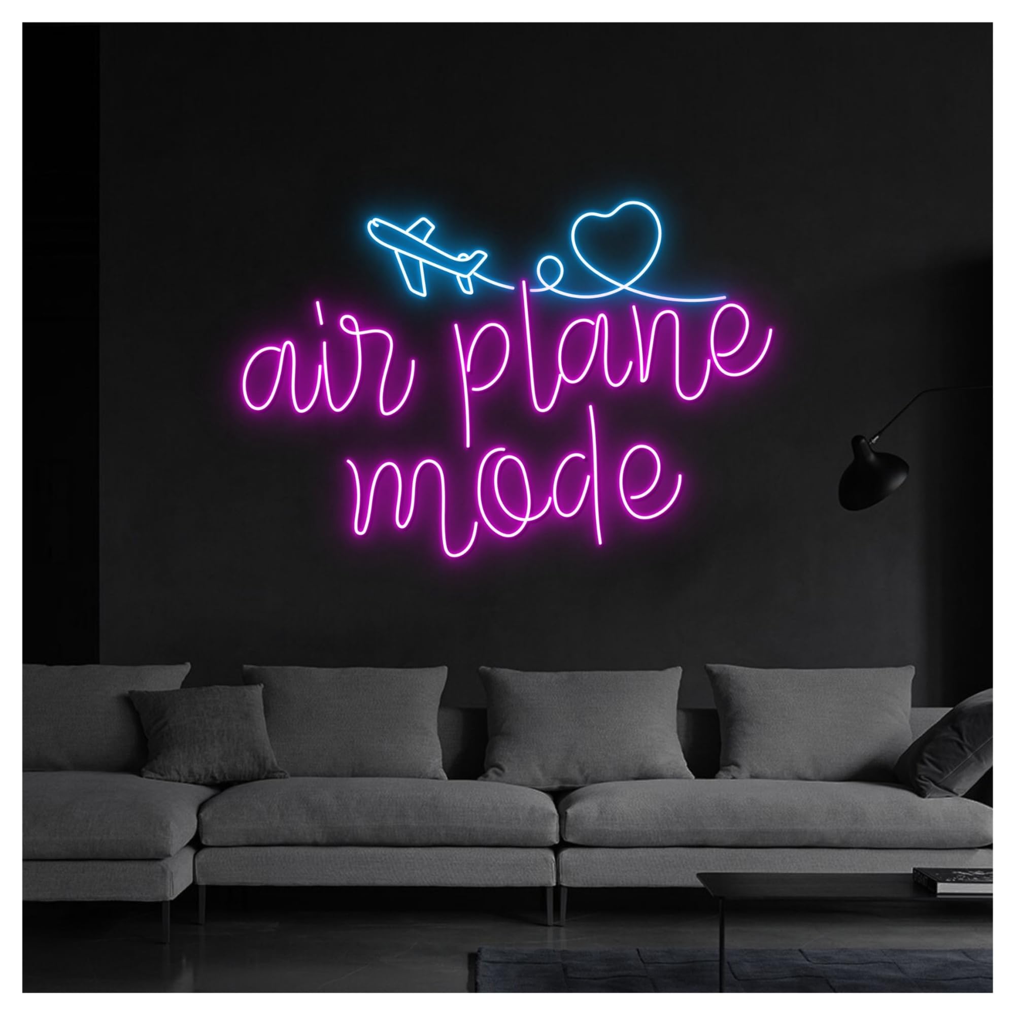 Wiszące neony artystyczne Neonowa Dekoracja Ścienna"AirPlane Mode"Samolot, Oświetlenie LED, Pokój Dziecięcy, Biuro Podróży, Muzeum Nauki I Technologii, 65cm