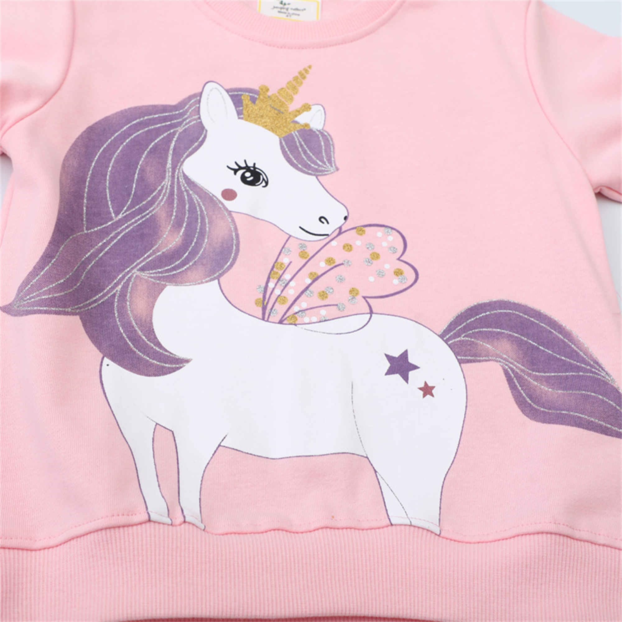 Sweats Fille Pullover en Polaire Col Rond Printemps Automne Hiver Sportswear Enfants Sweatshirt à Capuche Maillot de Survêtement Pull Veste pour Filles 2-7Ans