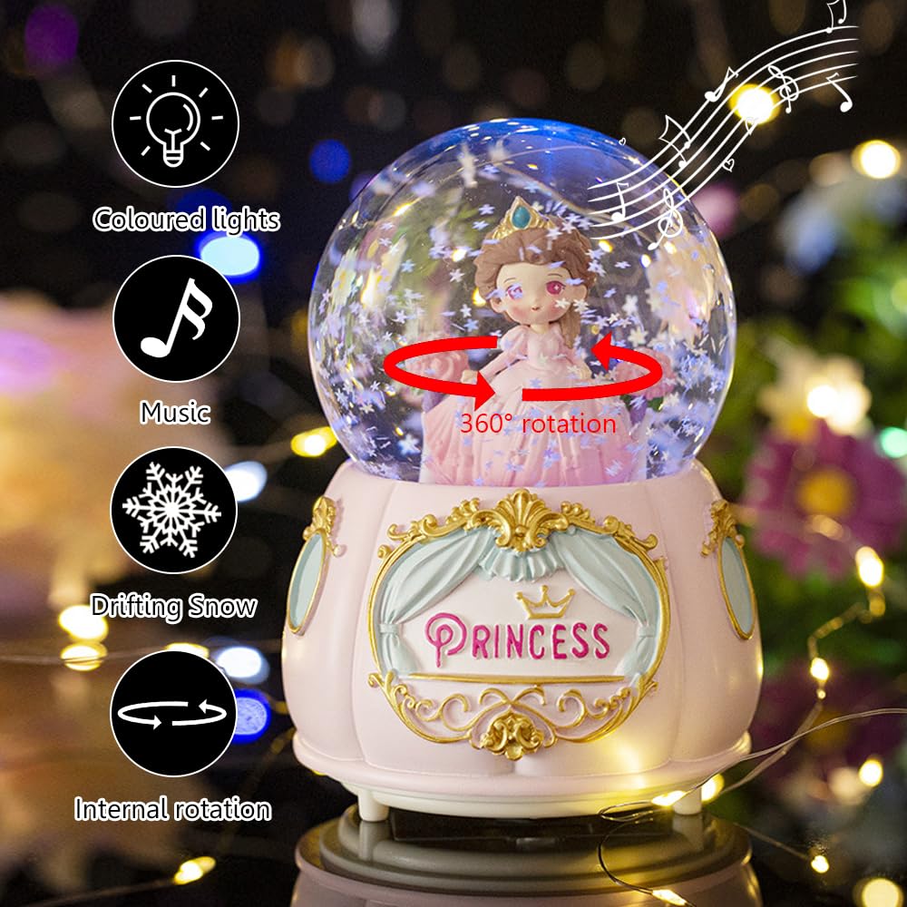 Amazon.co.jp: 女の子用スノードーム 100mm 回転するプリンセススノー